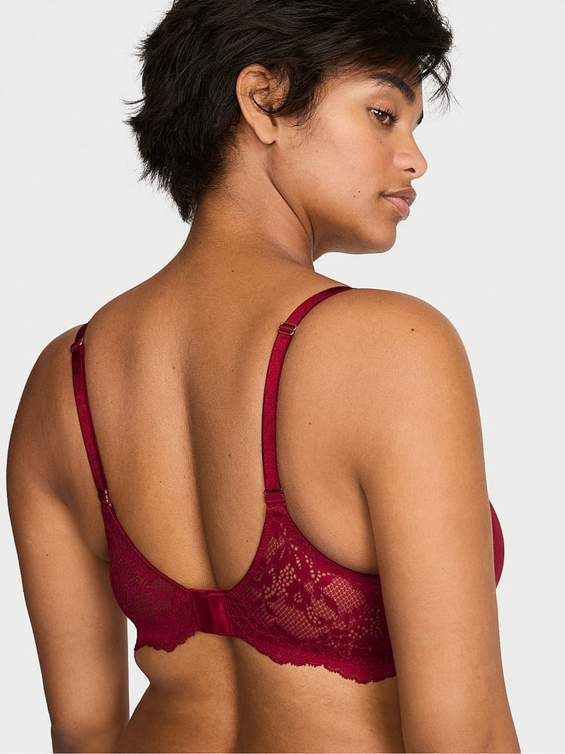Red Lacquer Lace Trim Lightly Lined Demi Twinkle Bra - Image 2 of 2 Red Lacquer Lace Trim Lightly Lined Demi Twinkle Bra - Image 2 of 2