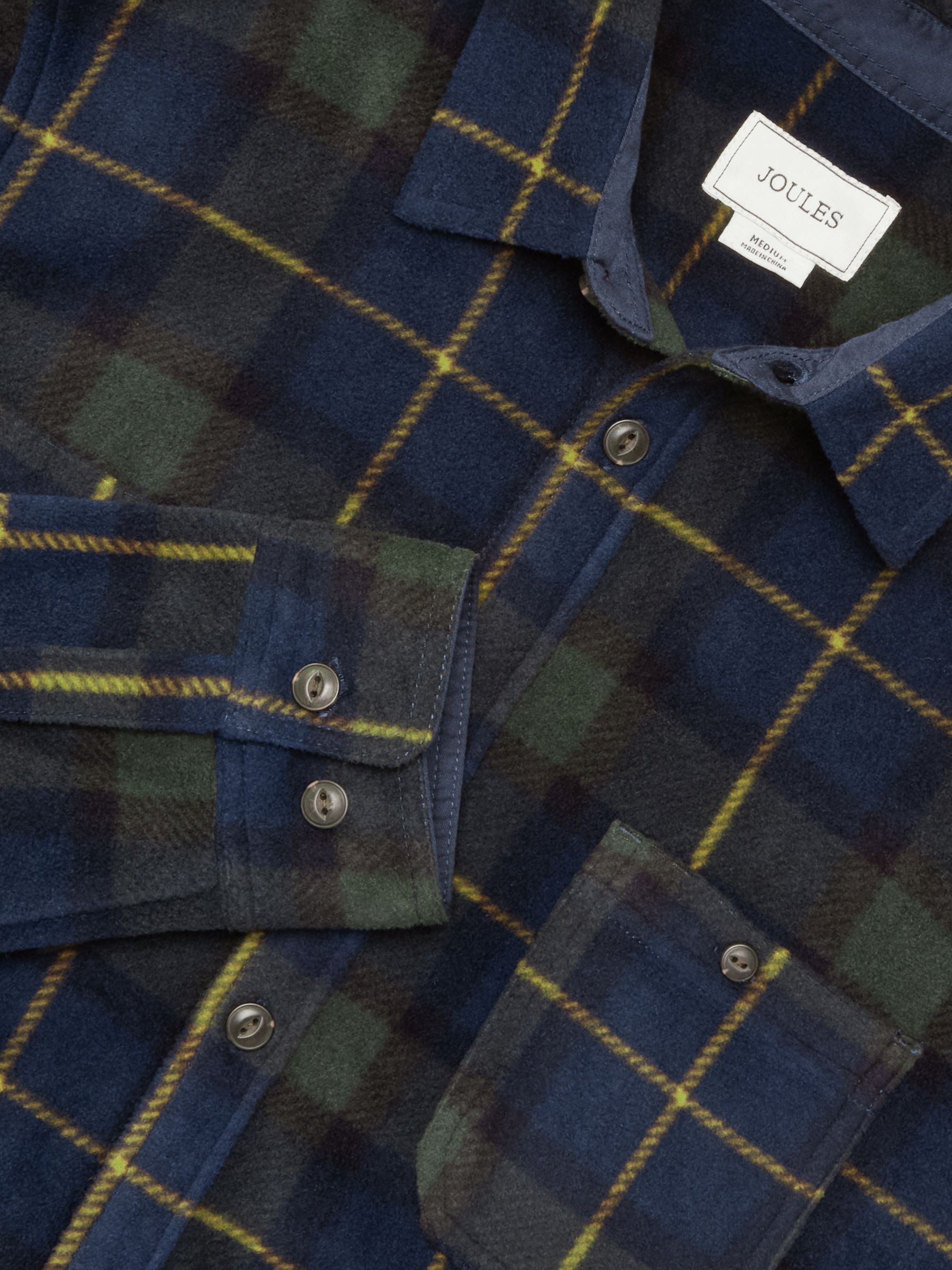 Fleece Navy Check Overshirt - Image 3 of 12
