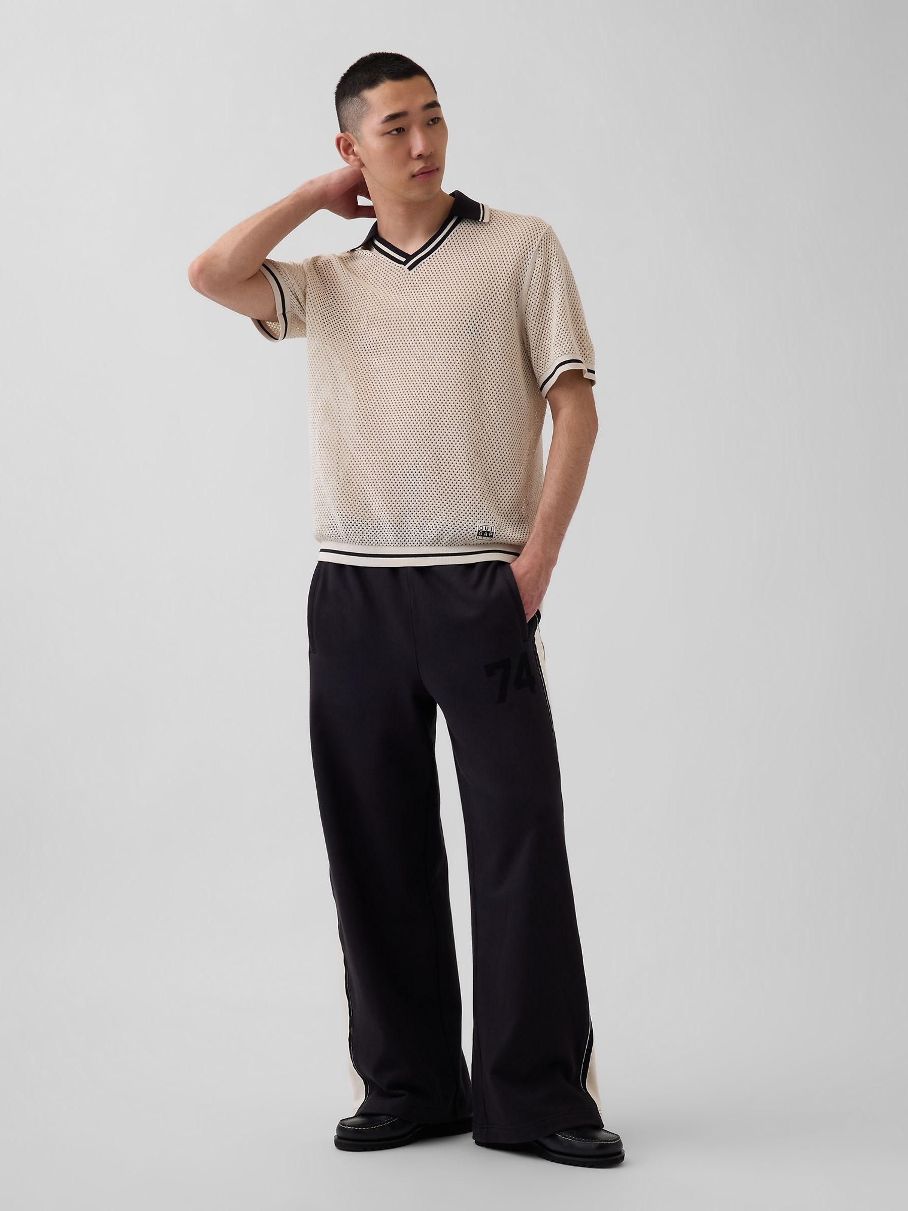OuiGap Cream Mesh Polo Shirt - Image 3 of 5