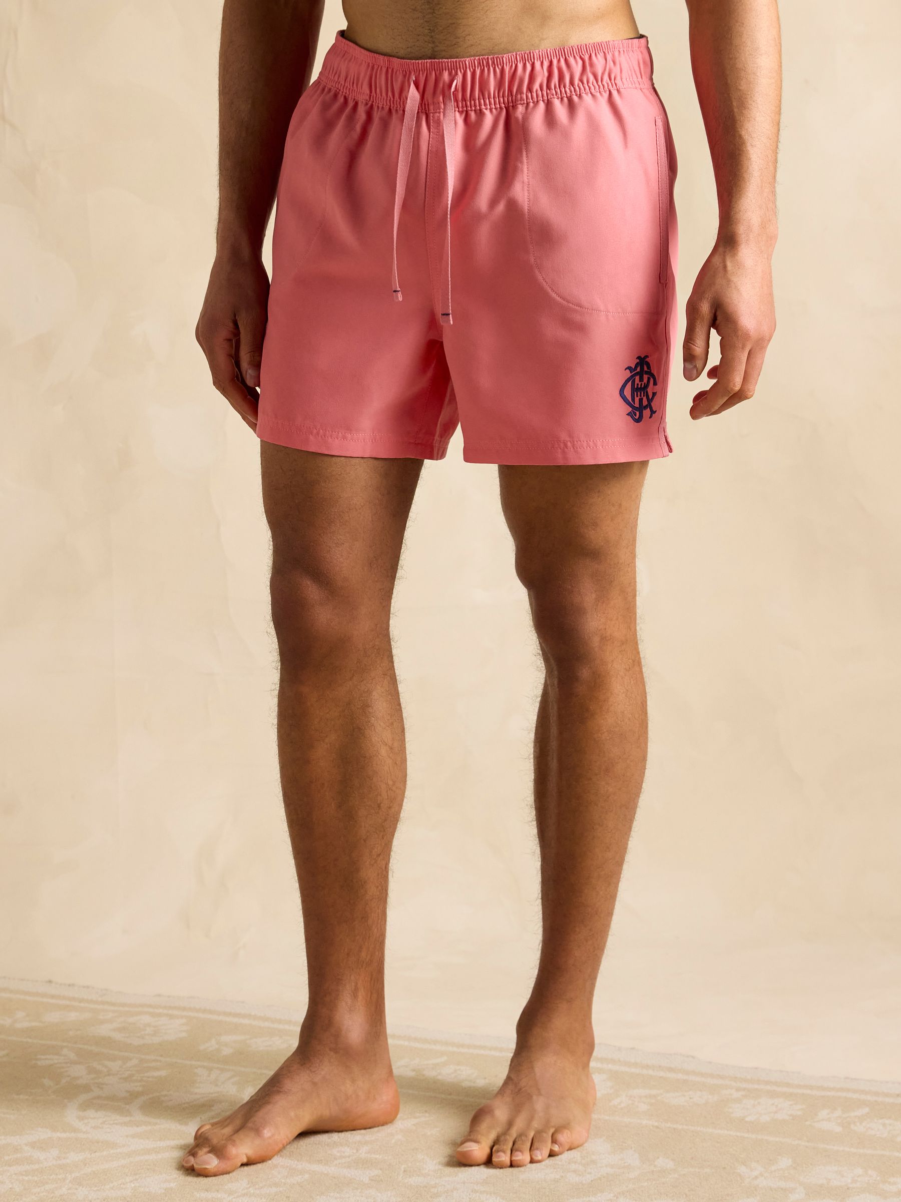 Overton Rose Pink Rugby Style Swim Shorts - Image 1 of 6
