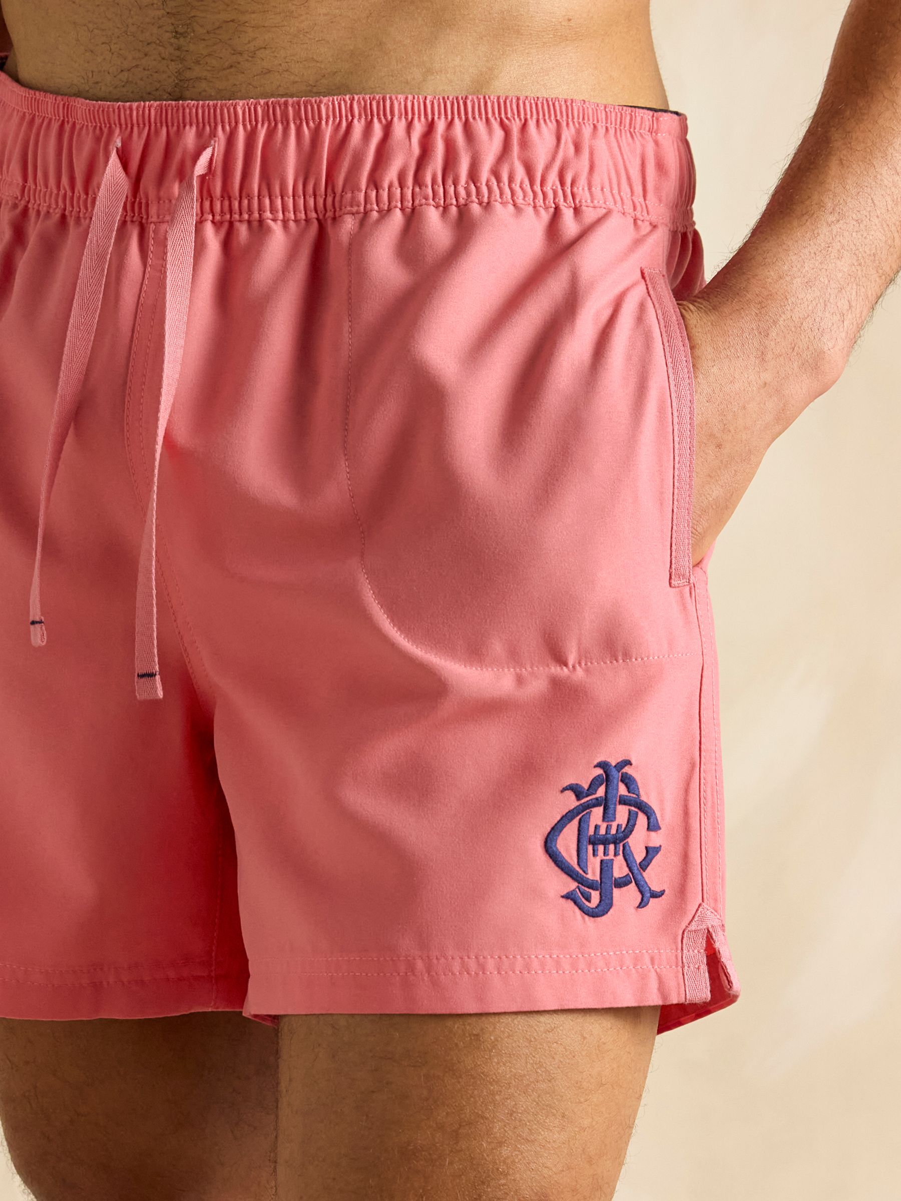 Overton Rose Pink Rugby Style Swim Shorts - Image 4 of 6