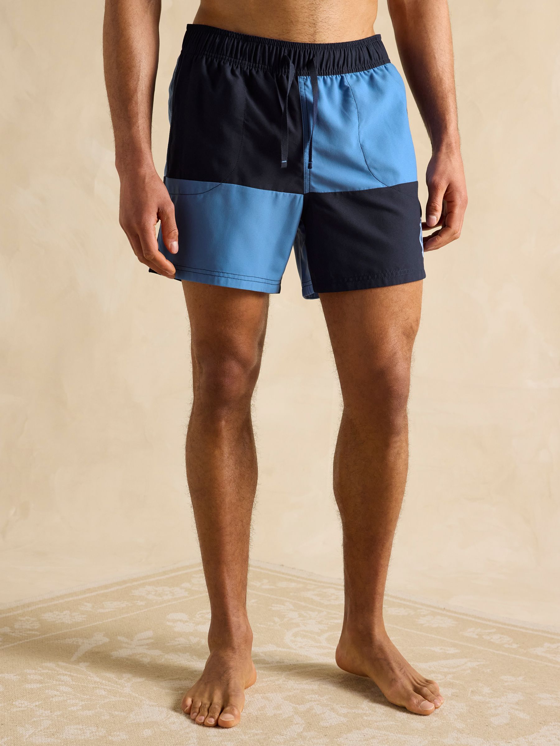 Overton Blue & Navy Rugby Style Swim Shorts - Image 1 of 6