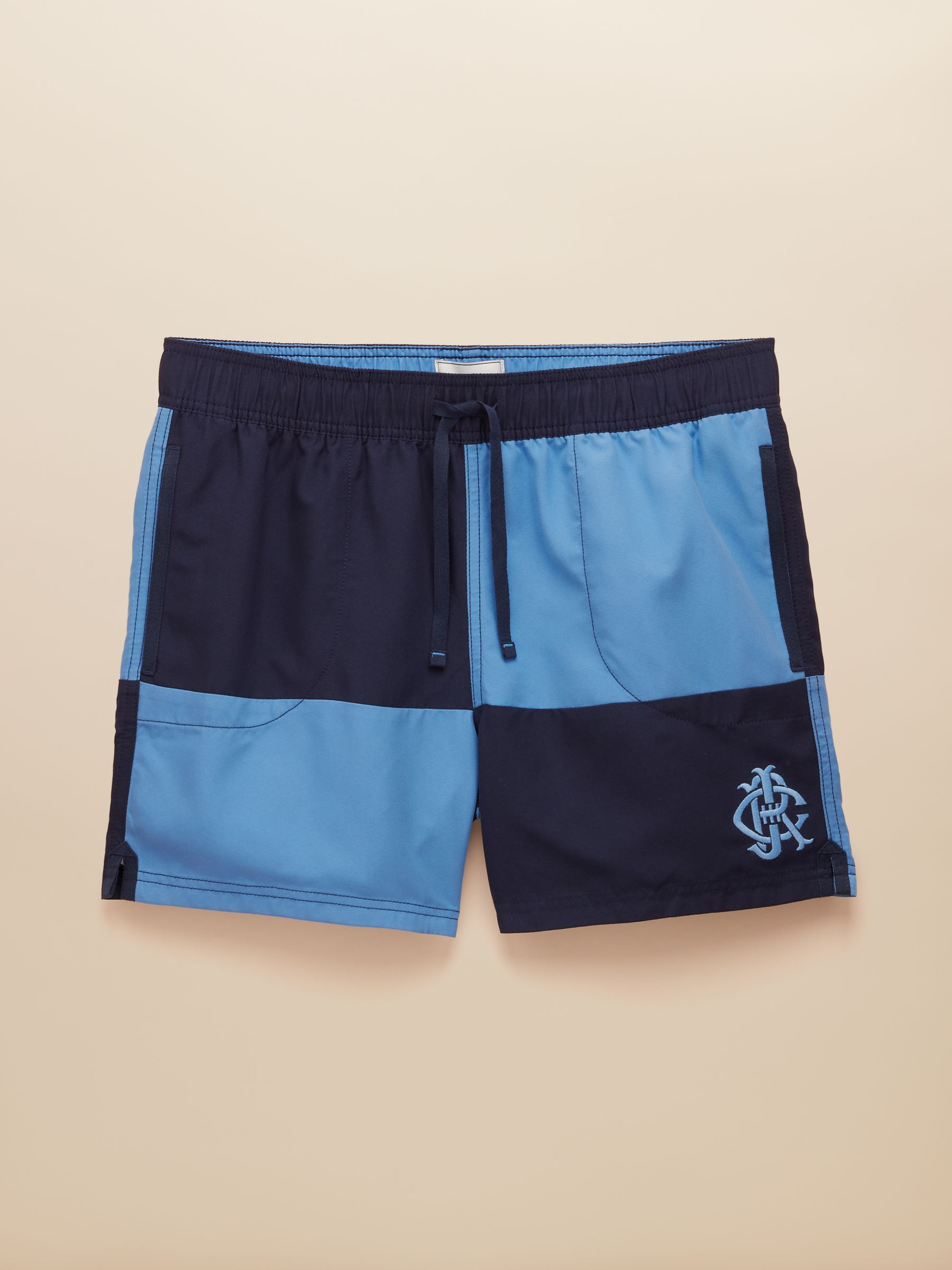 Overton Blue & Navy Rugby Style Swim Shorts - Image 6 of 6
