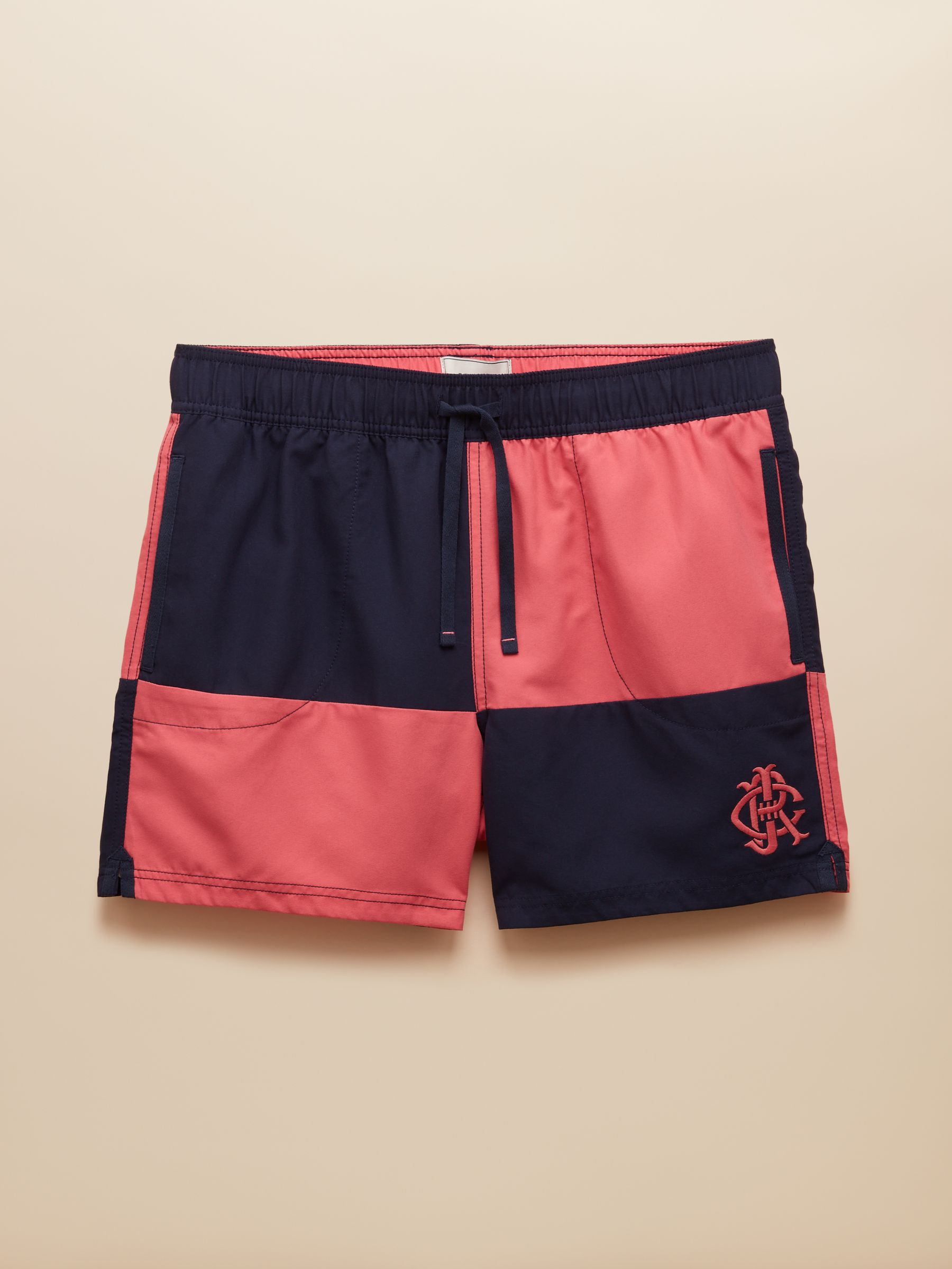 Overton Pink & Navy Rugby Style Swim Shorts - Image 6 of 6