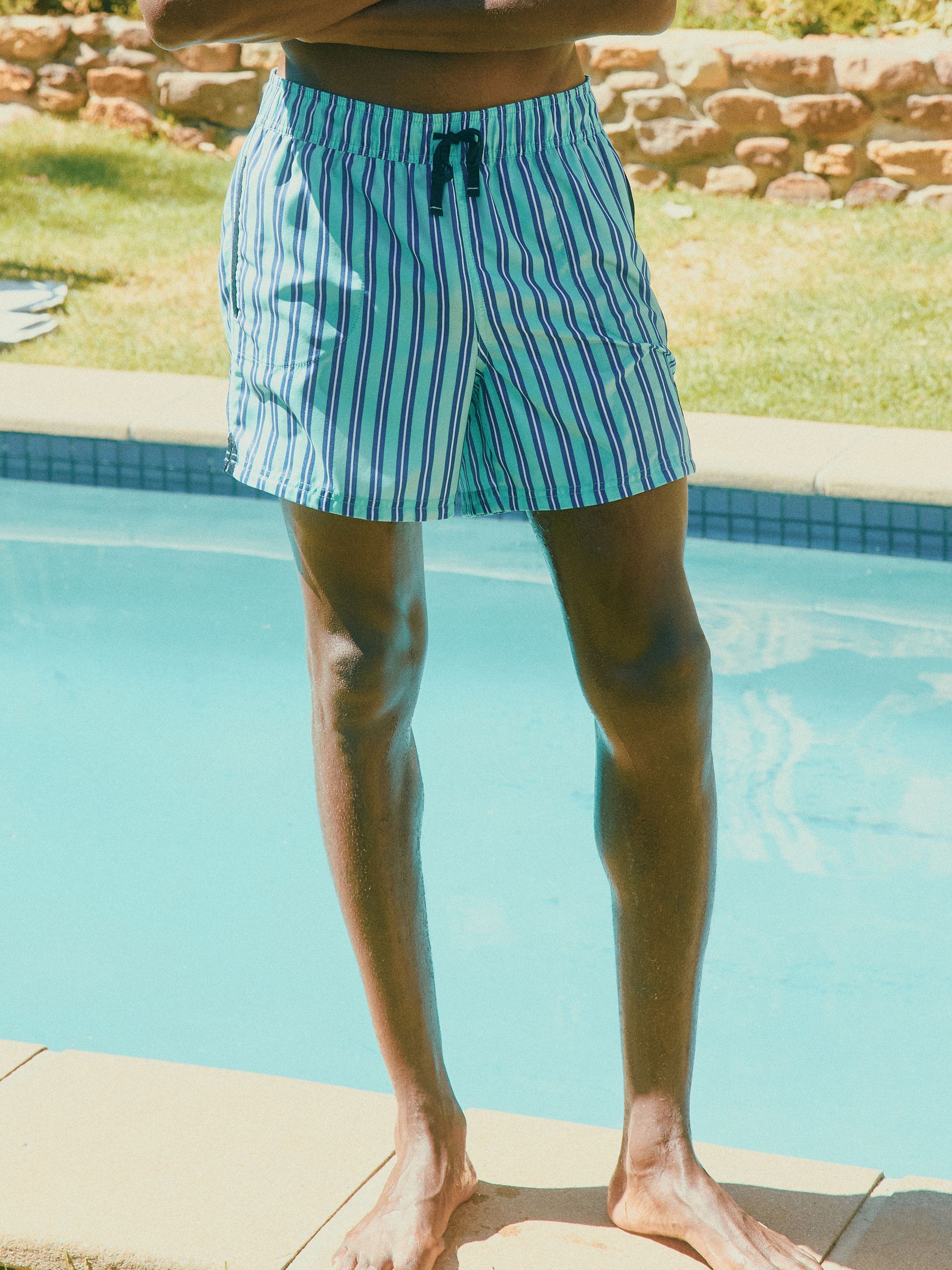 Overton Light Green Printed Rugby Style Swim Shorts - Image 1 of 6