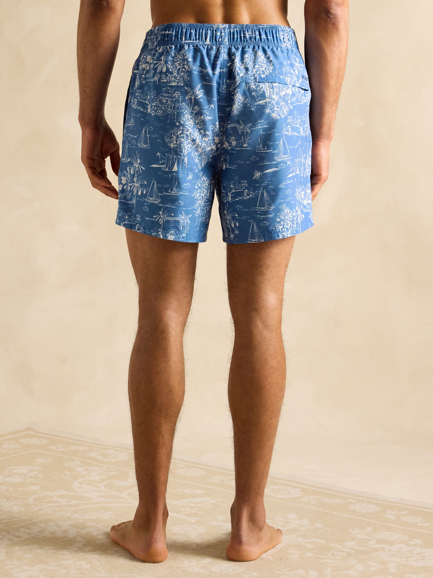 Overton Light Blue Printed Rugby Style Swim Shorts - Image 2 of 6