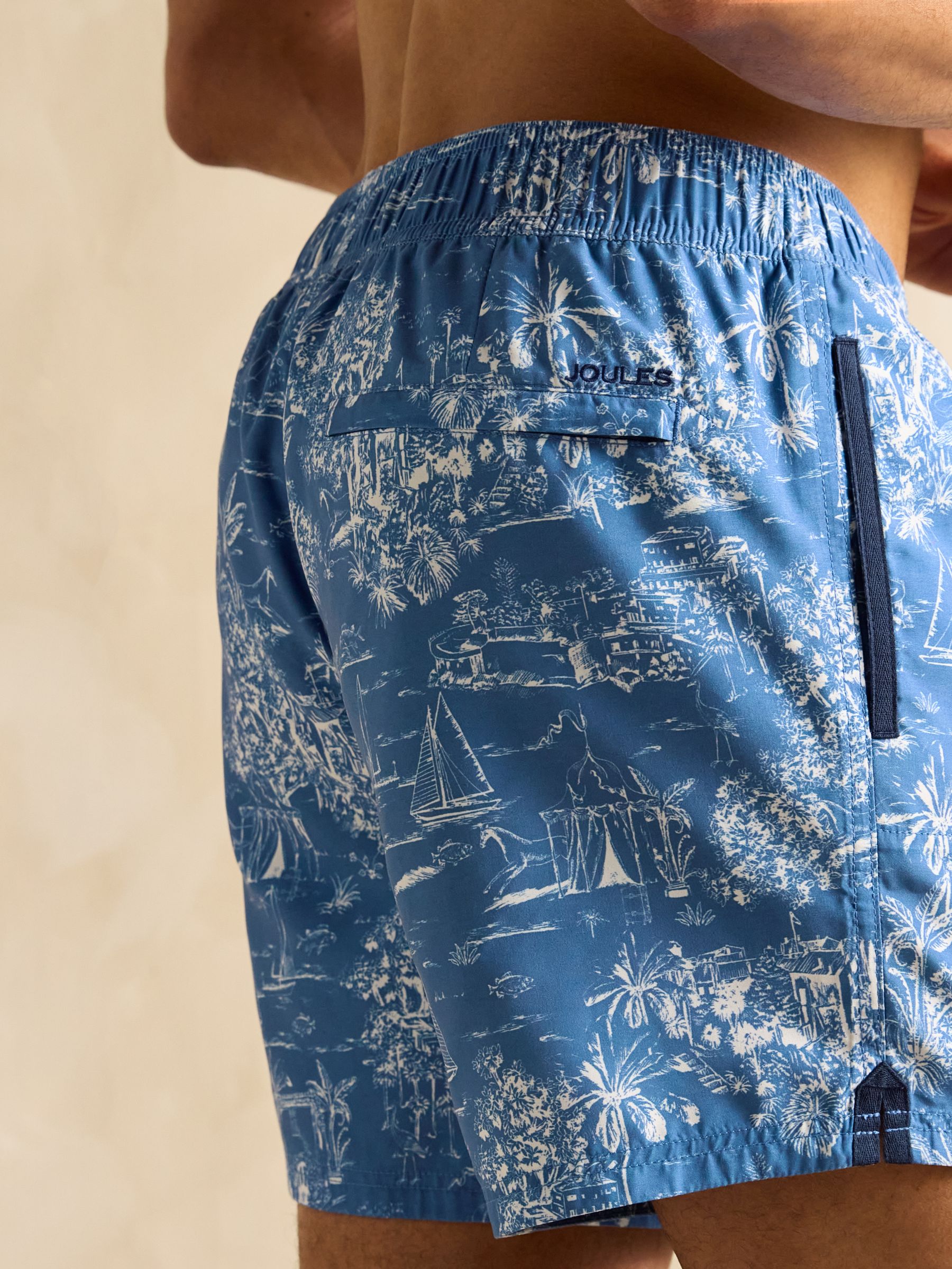 Overton Light Blue Printed Rugby Style Swim Shorts - Image 5 of 6