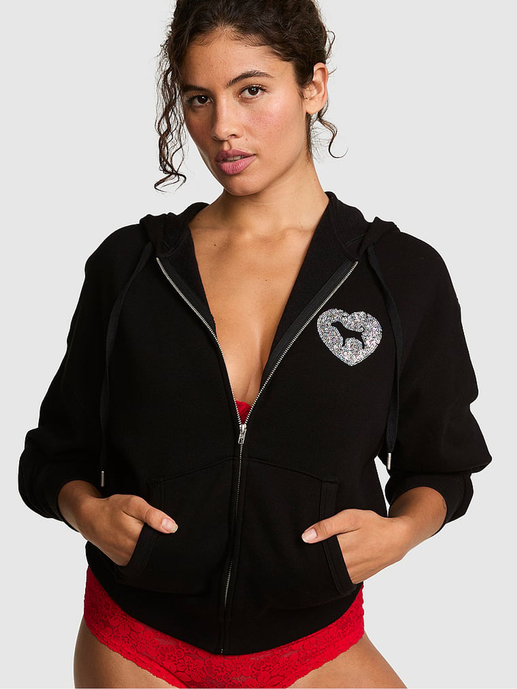 Black Sequin Fleece Hoodie - Image 2 of 3