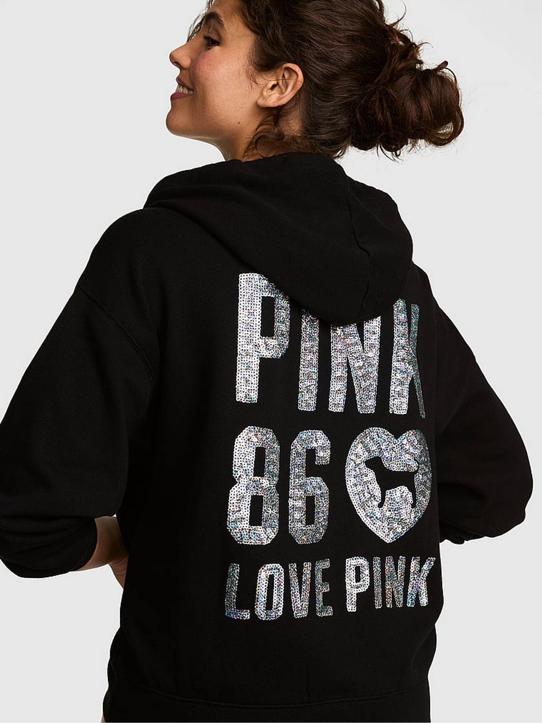 Black Sequin Fleece Hoodie - Image 3 of 3 Black Sequin Fleece Hoodie - Image 3 of 3