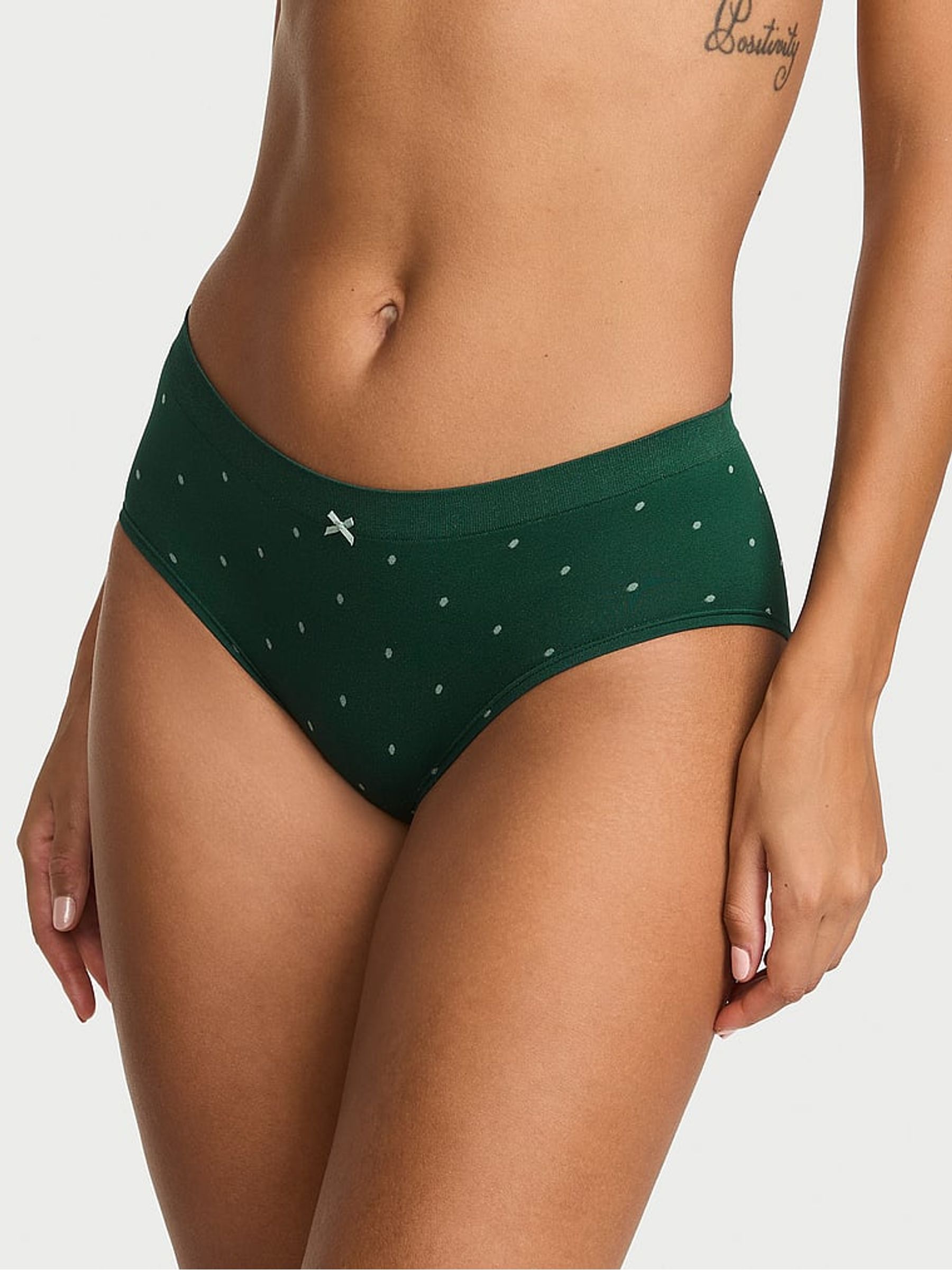 Velvet Pine Green Polka Dot Hipster Knickers - Image 1 of 2