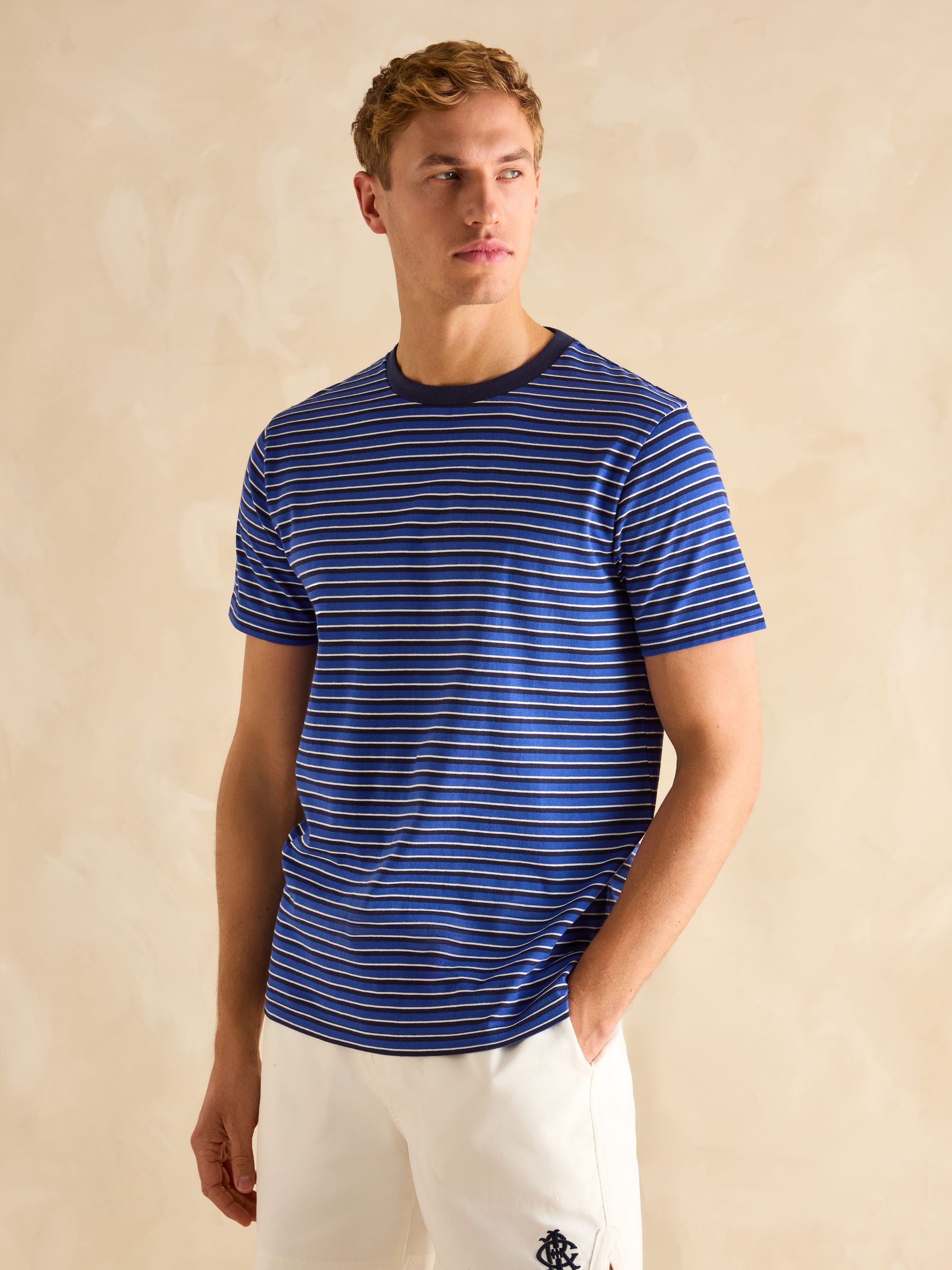 Everyday Blue Stripe Crew Neck T-Shirt - Image 1 of 6