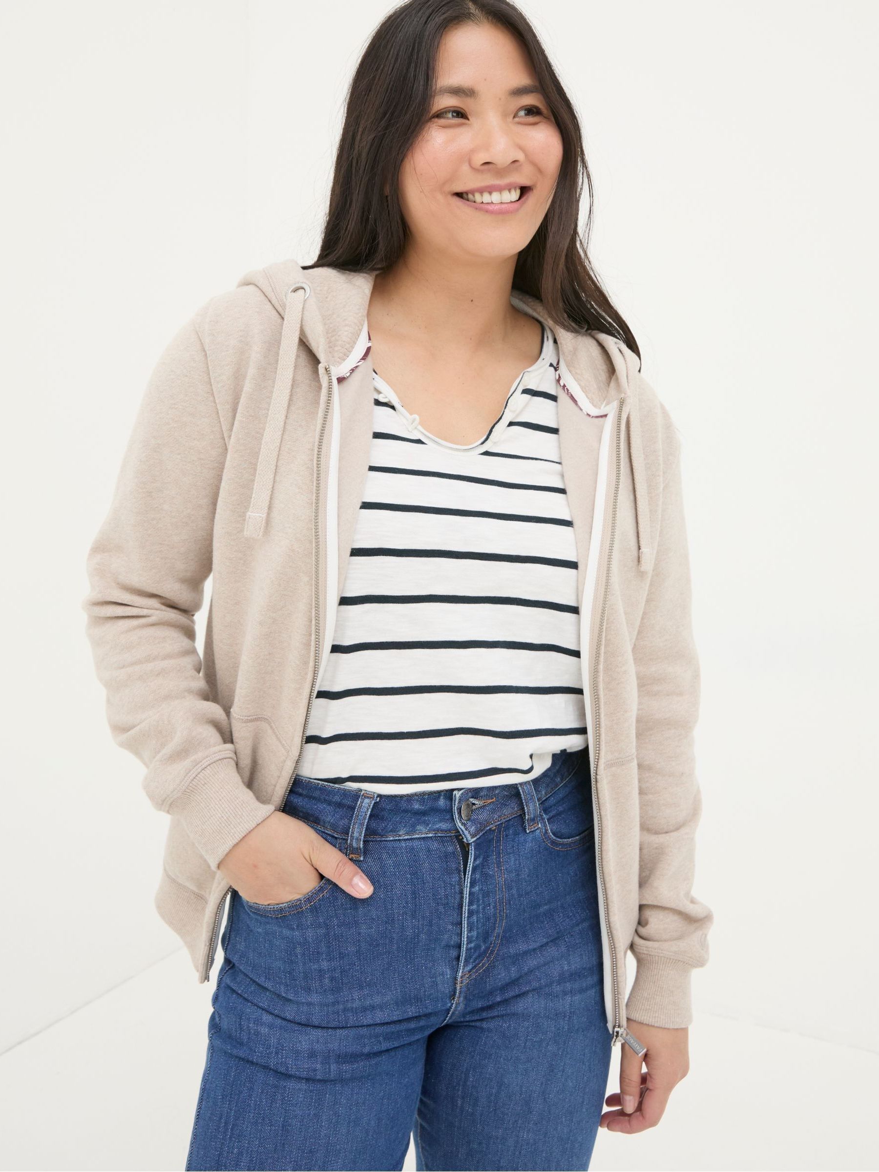 Amy Oatmeal Zip Through Hoodie - Image 1 of 4
