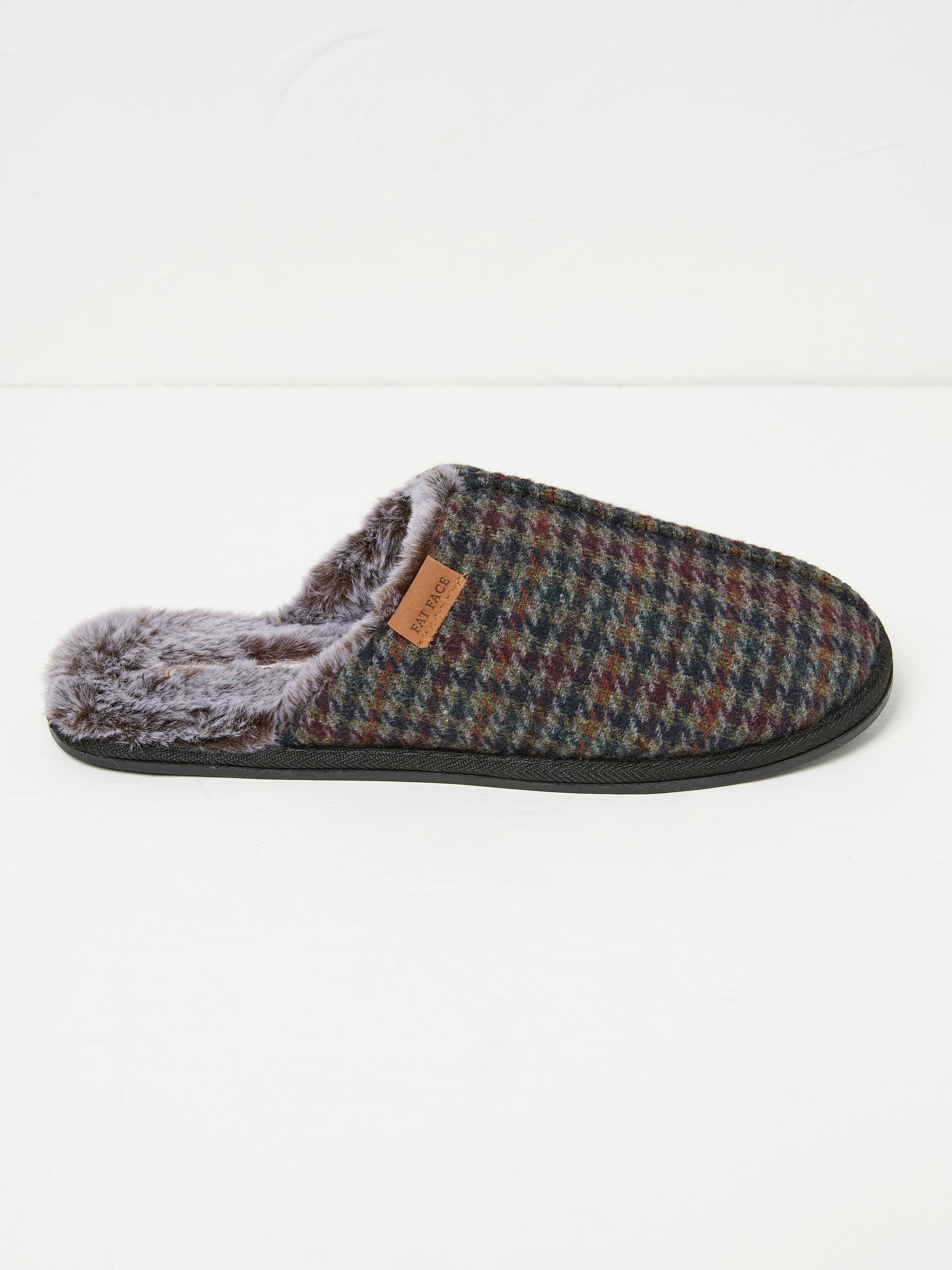 Harvey Navy Check Mule Slippers FatFace