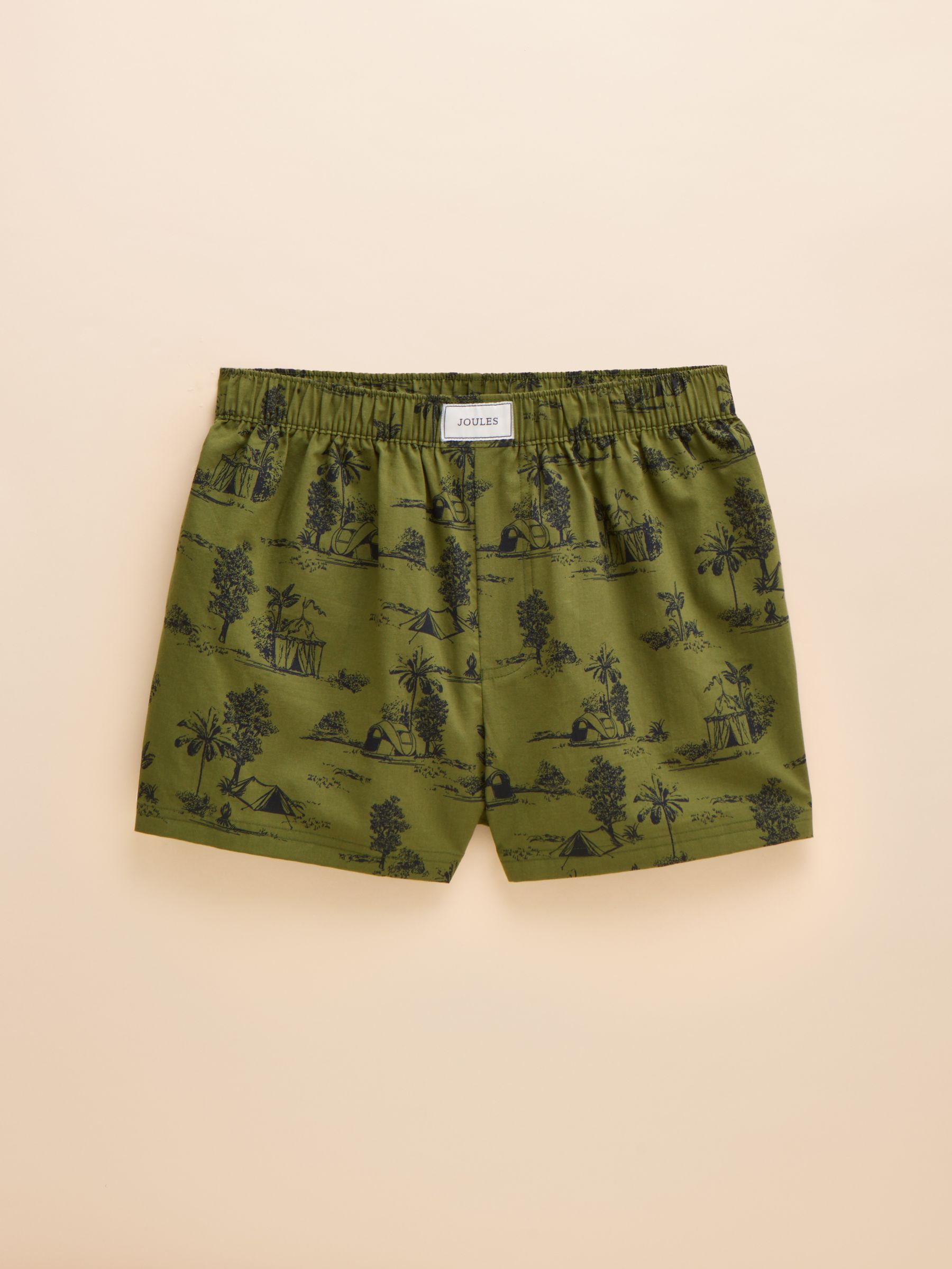 Khaki Green Toile de Jouy Woven Boxers - Image 1 of 3