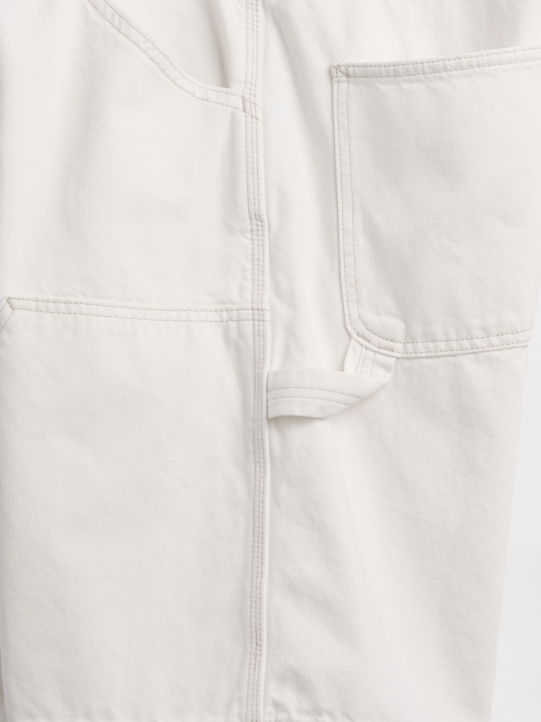 White 9 inch Loose Denim Carpenter Shorts - Image 6 of 6