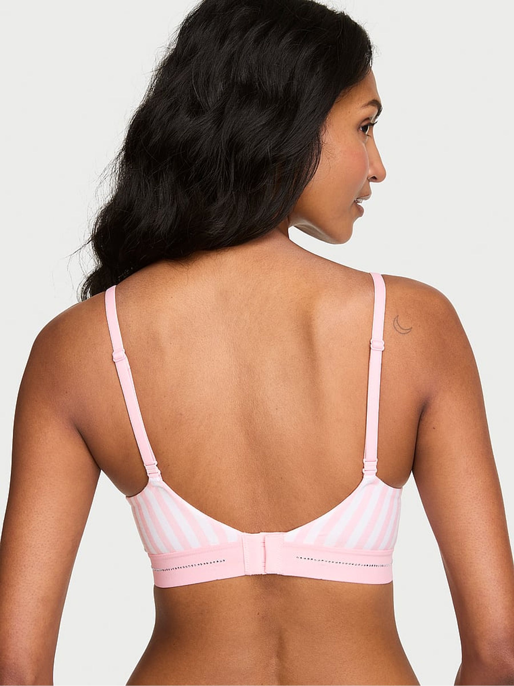 Pink Iconic Stripe Lightly Lined Balcony Shine Logo Cotton Bra - Image 3 of 3