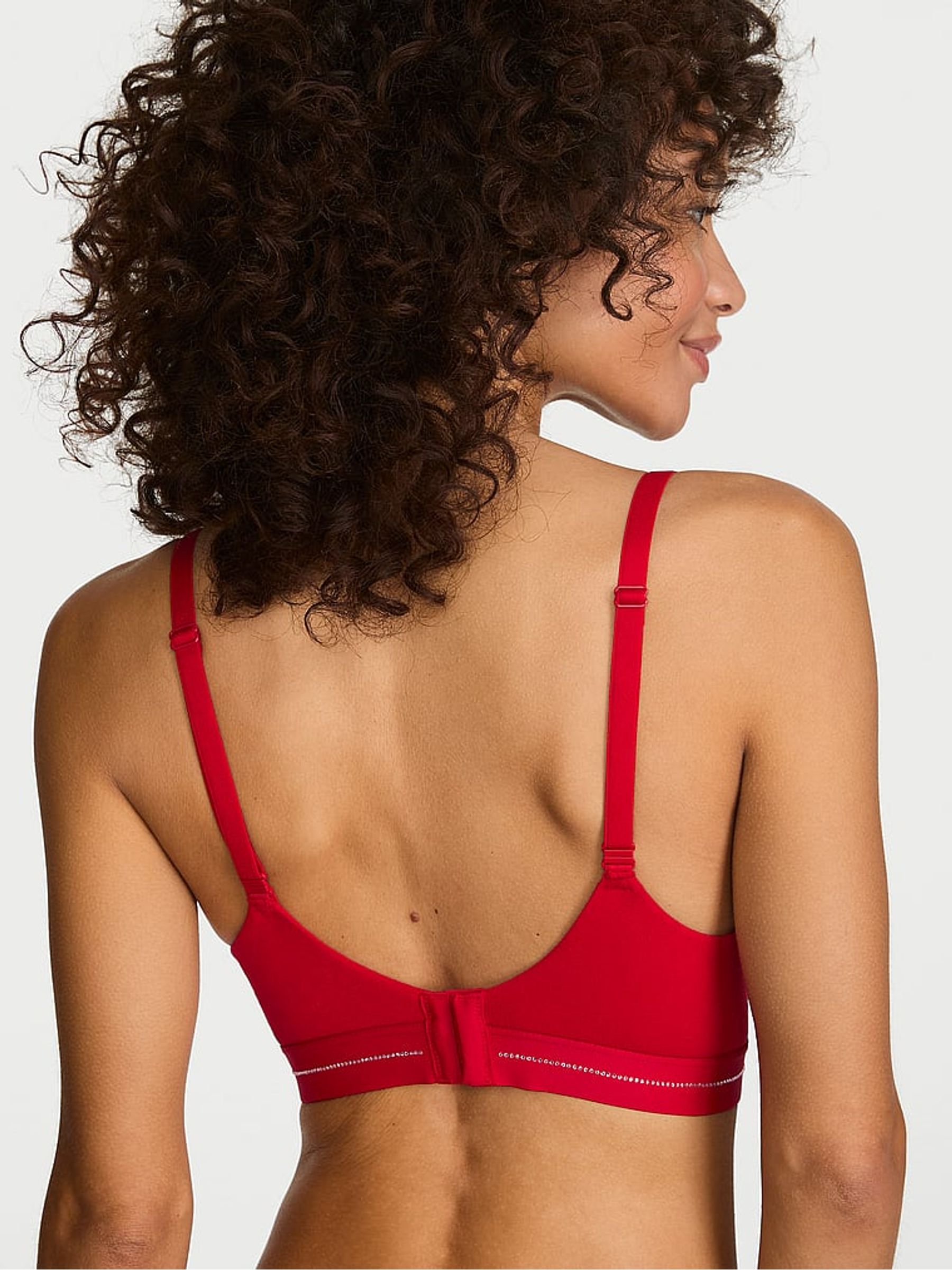 Lipstick Red Lightly Lined Demi Shine Logo Cotton Bra - Image 2 of 2 Lipstick Red Lightly Lined Demi Shine Logo Cotton Bra - Image 2 of 2