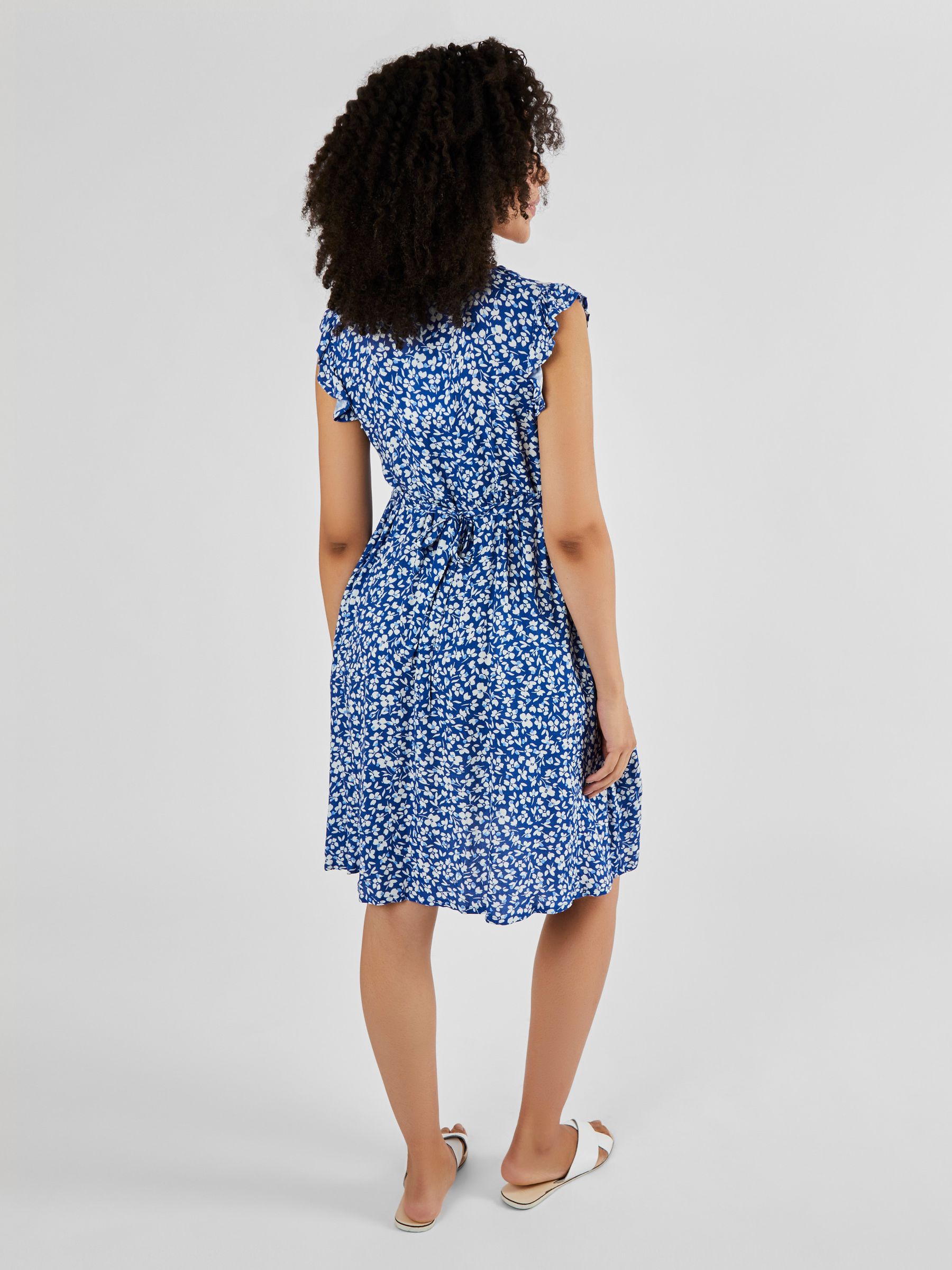 Frill Sleeve Maternity Dress in Blue - Image 2 of 5