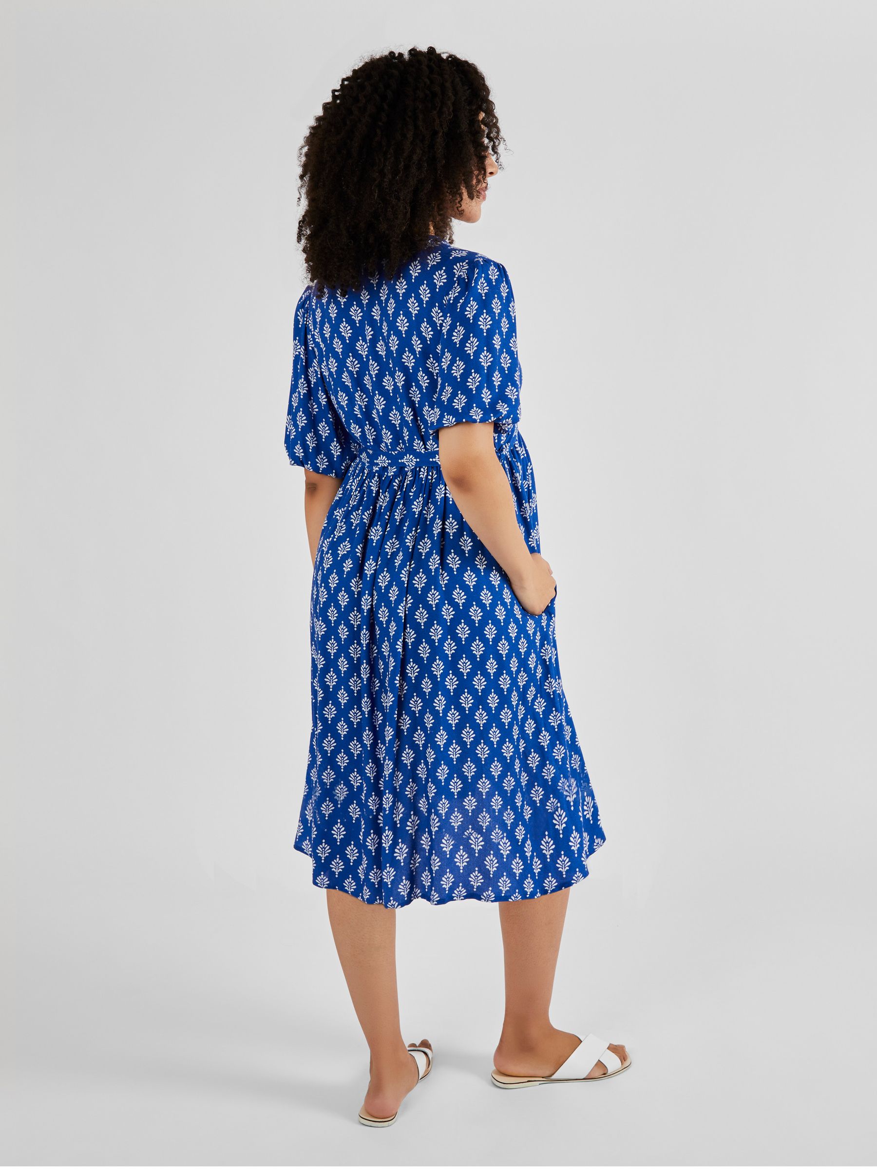 Batik Print Summer Maternity Dress in Navy - Image 3 of 5