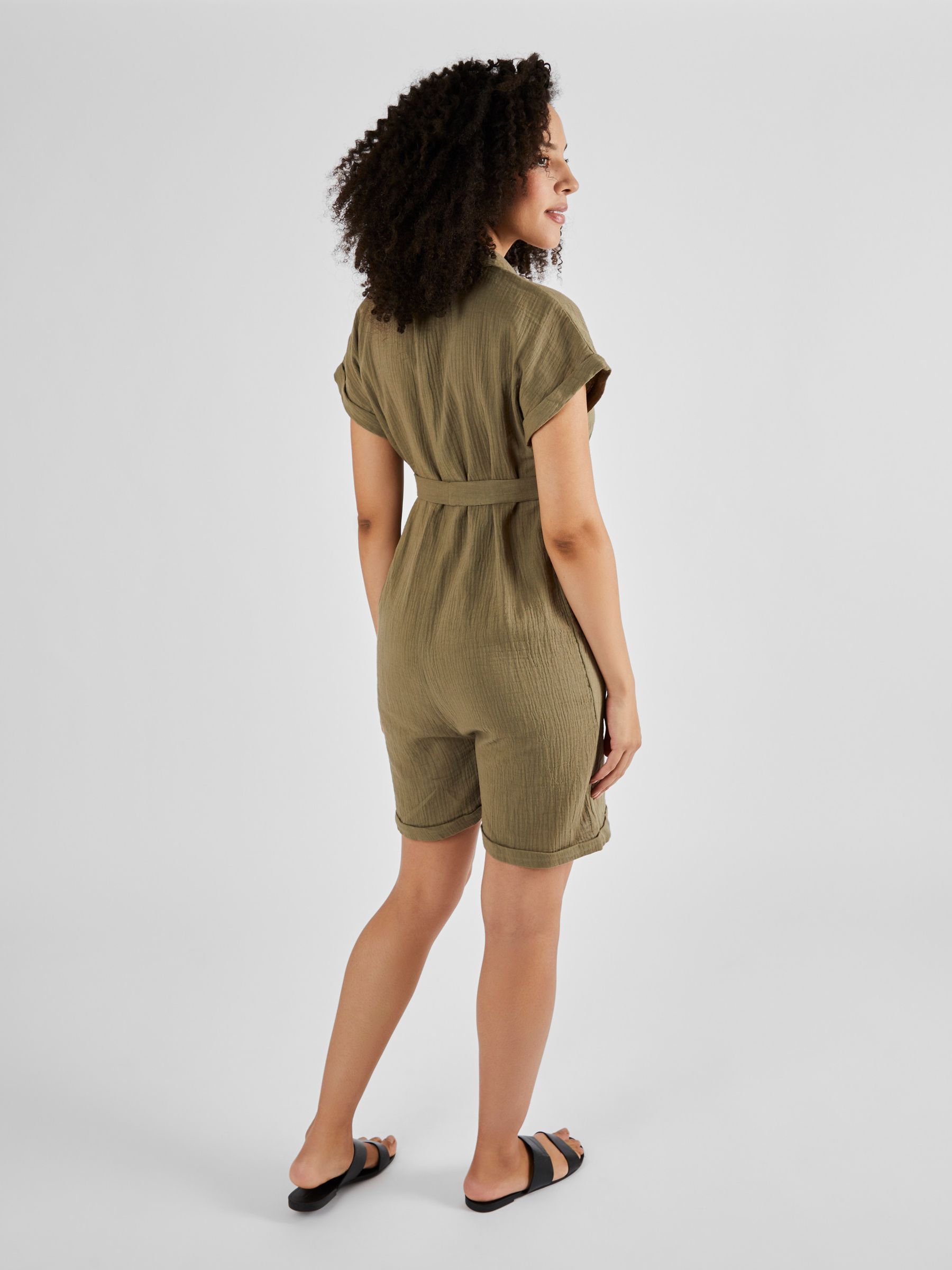 Cotton Maternity Playsuit in Khaki - Image 2 of 5