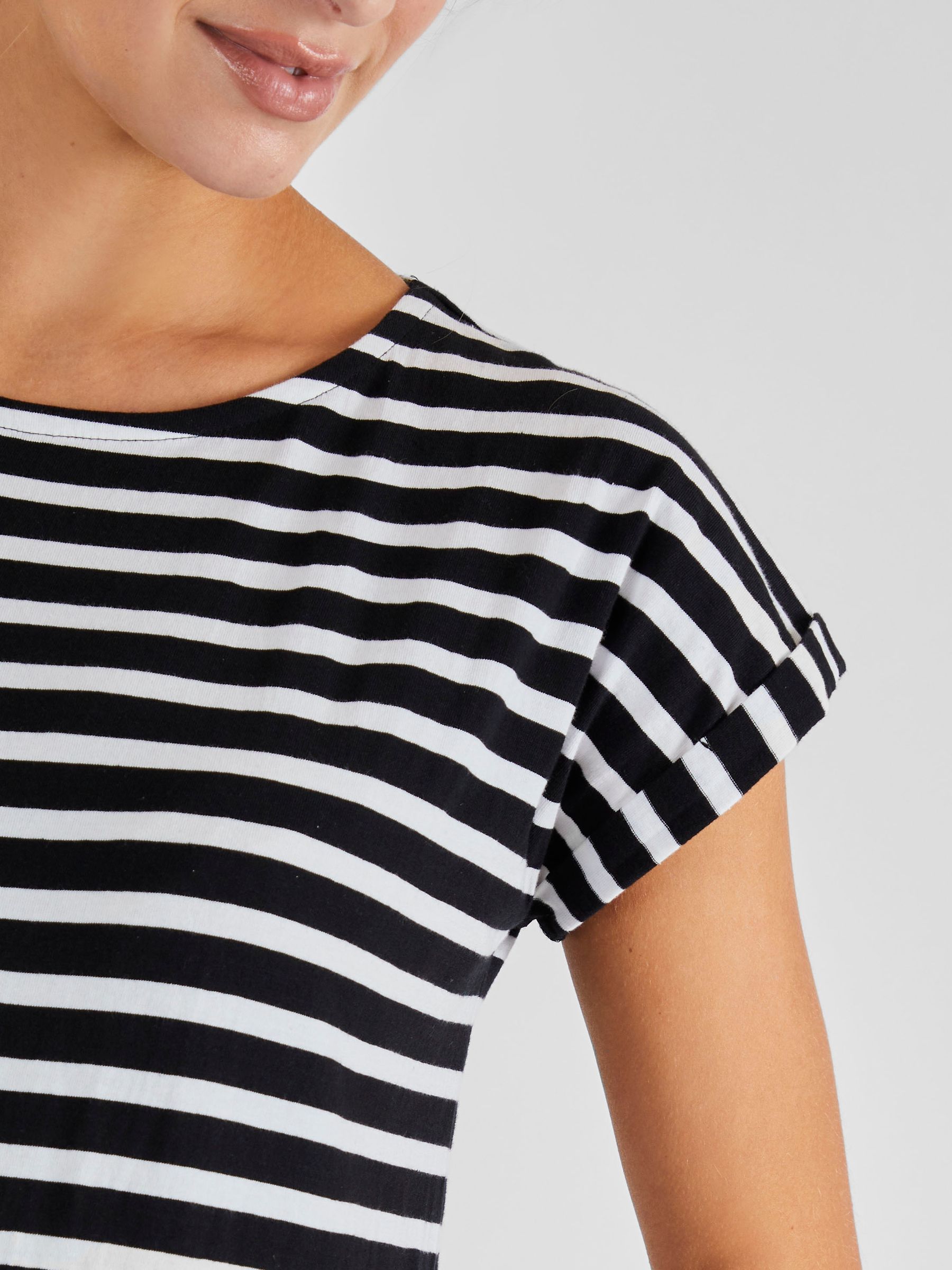 Black White Stripe Boyfriend Cotton Maternity T-Shirt - Image 4 of 5