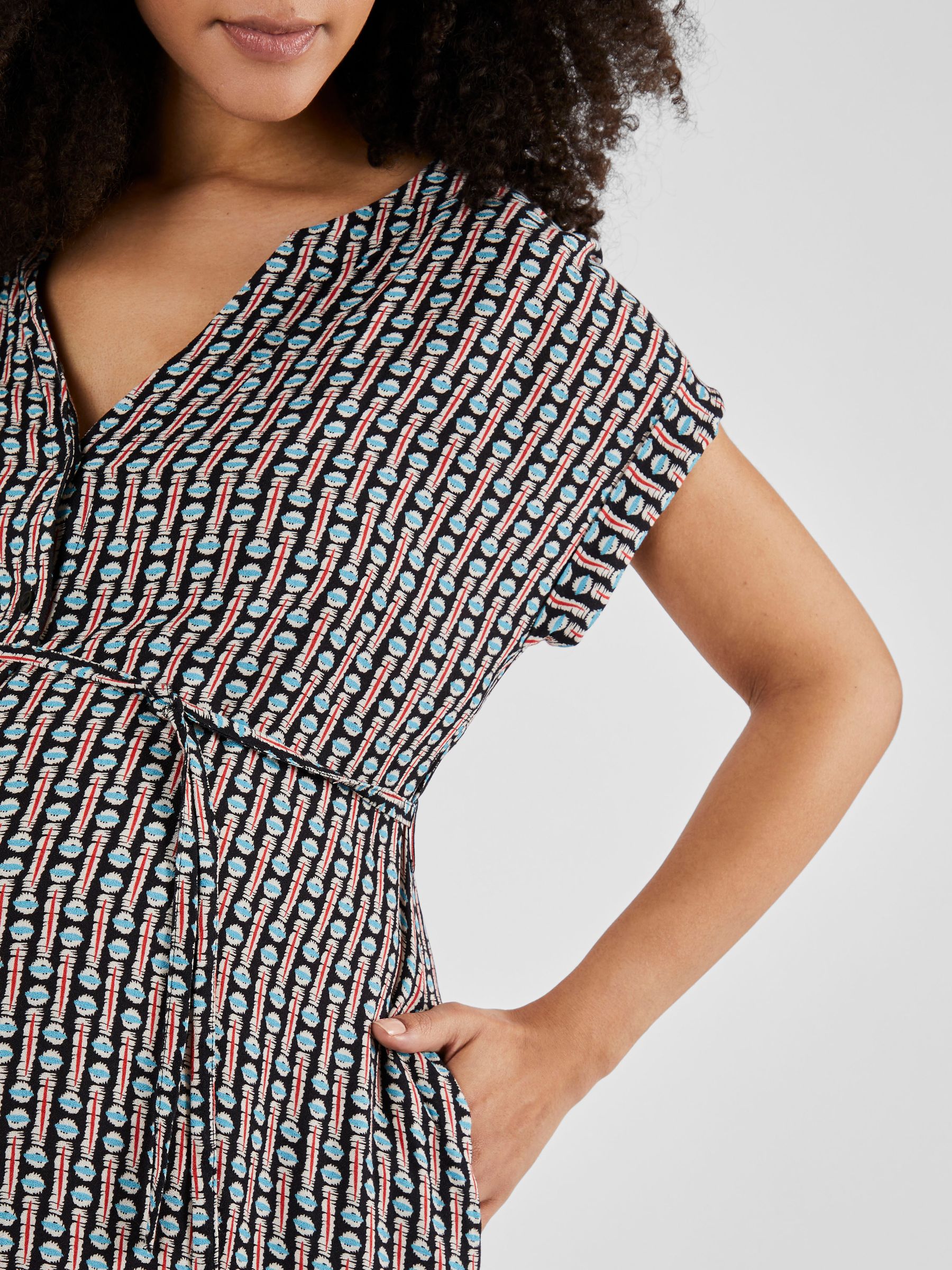 Black Aztec Geo Print Button Through Midi Dress - Image 5 of 5