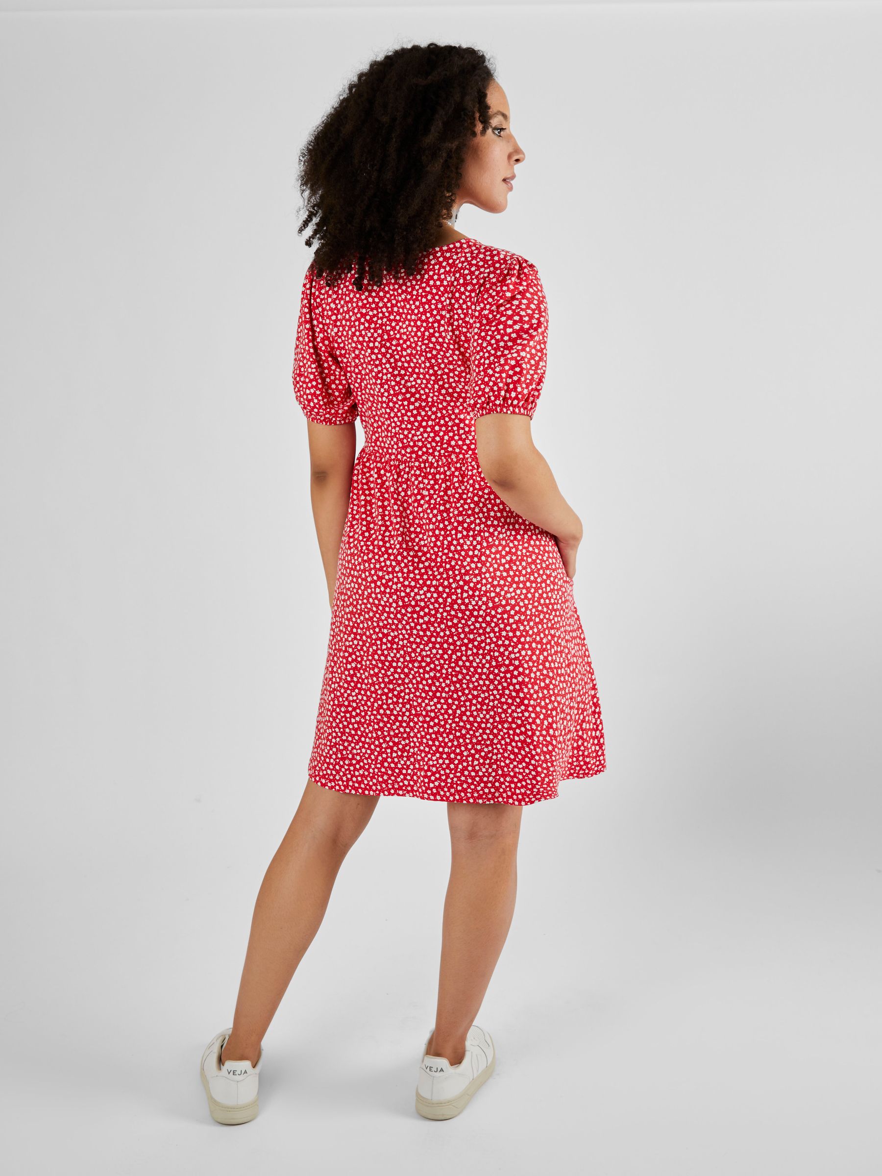 Red Ditsy Ditsy Print V-Neck Maternity Dress - Image 2 of 5