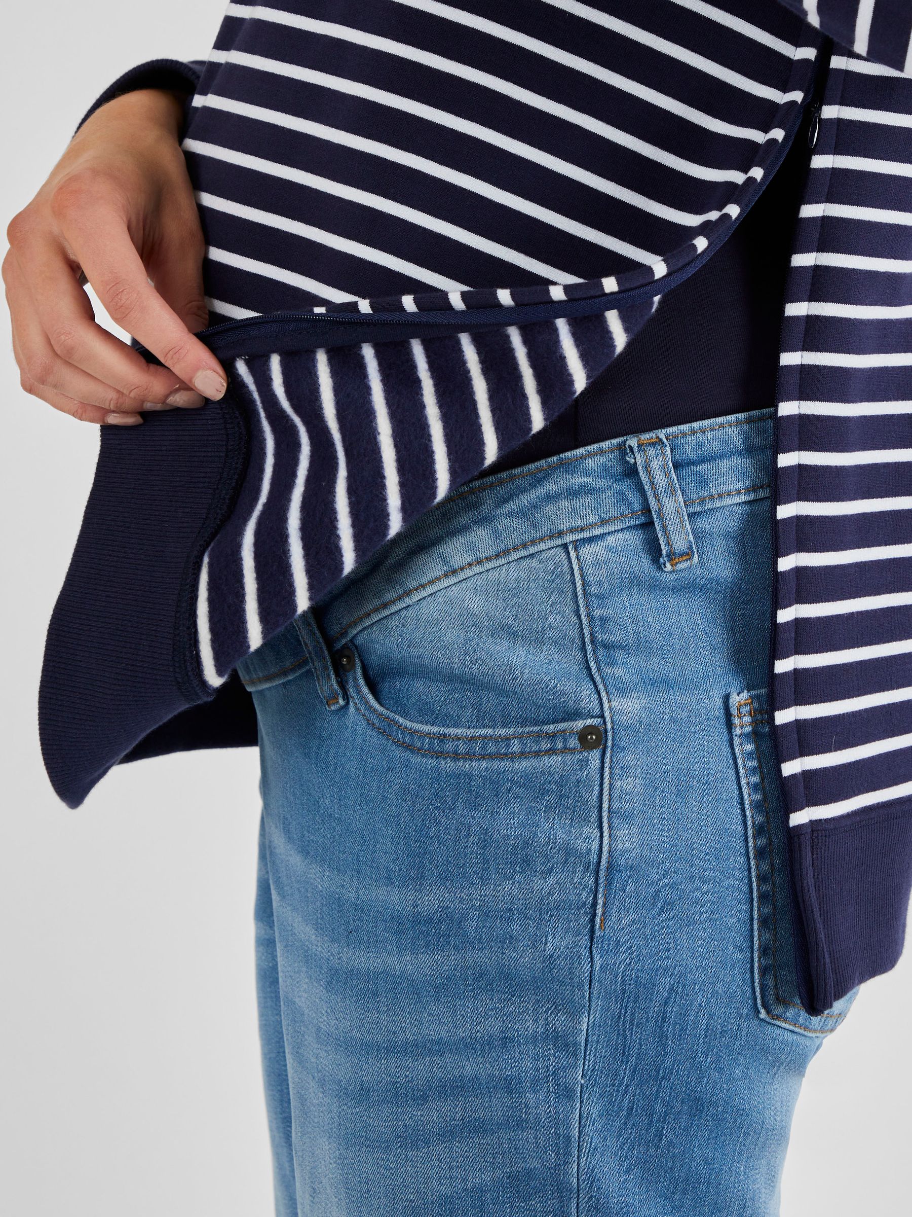 Navy White Stripe Maternity & Nursing Sweatshirt - Image 4 of 4