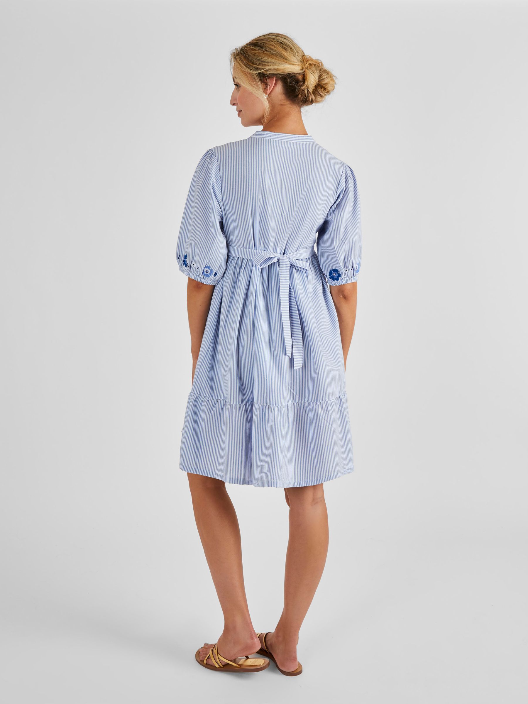 Tiered Embroidered Maternity Shirt Dress in Blue - Image 3 of 5