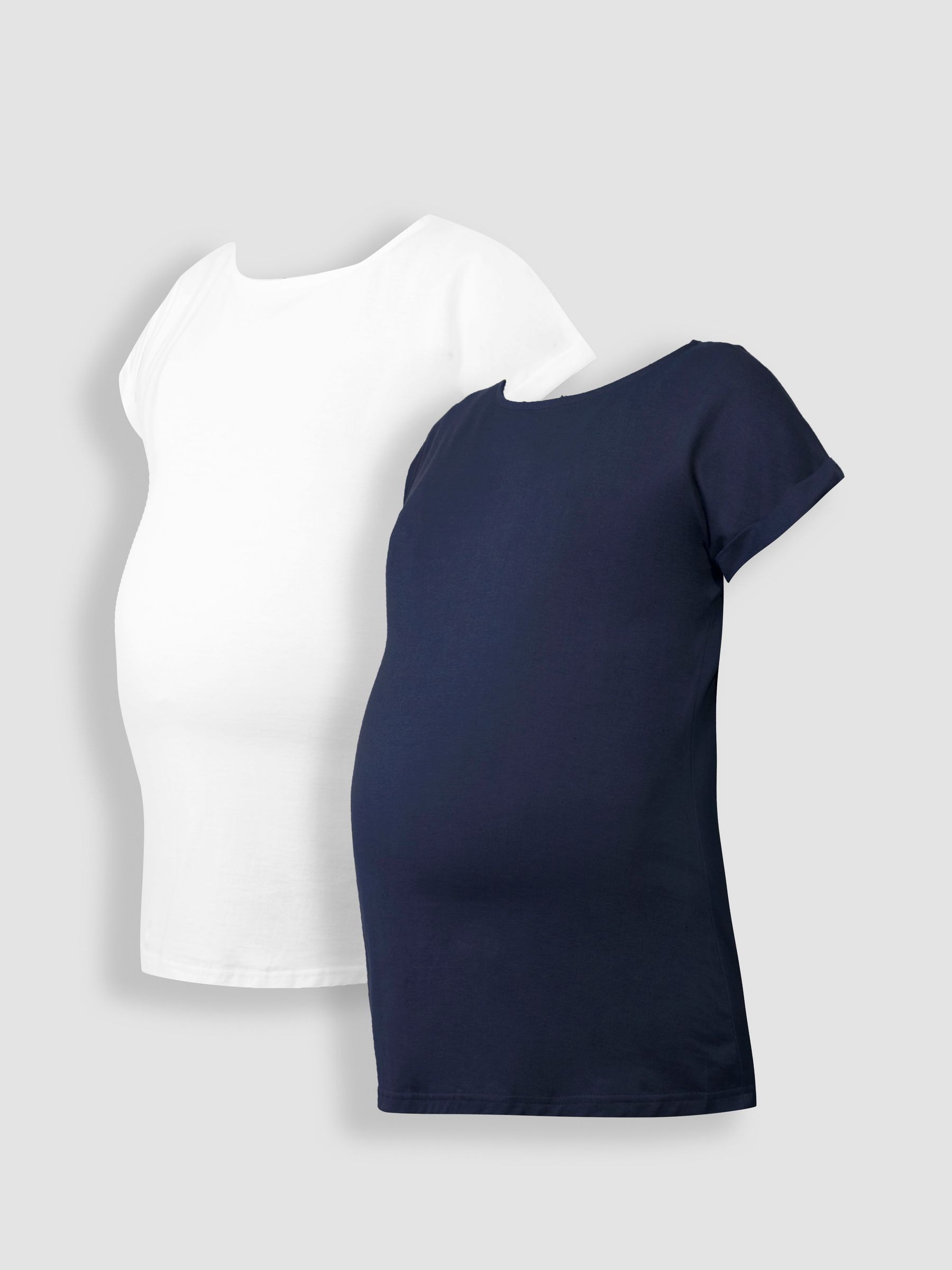 Midnight Blue & White 2-Pack Boyfriend Maternity Cotton T-Shirts - Image 1 of 4
