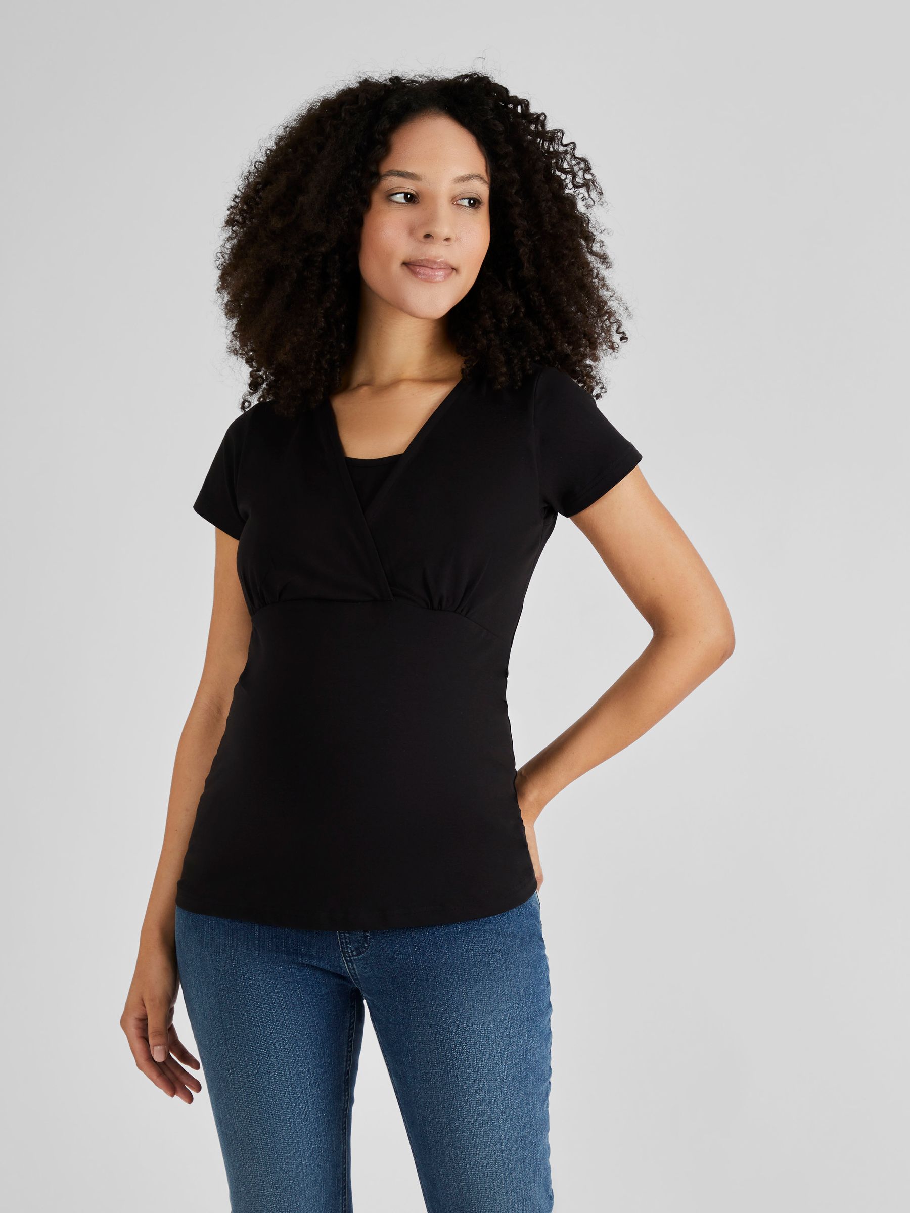 Black & Black Ecru Cream Stripe 2-Pack Maternity & Nursing T-Shirts - Image 2 of 5