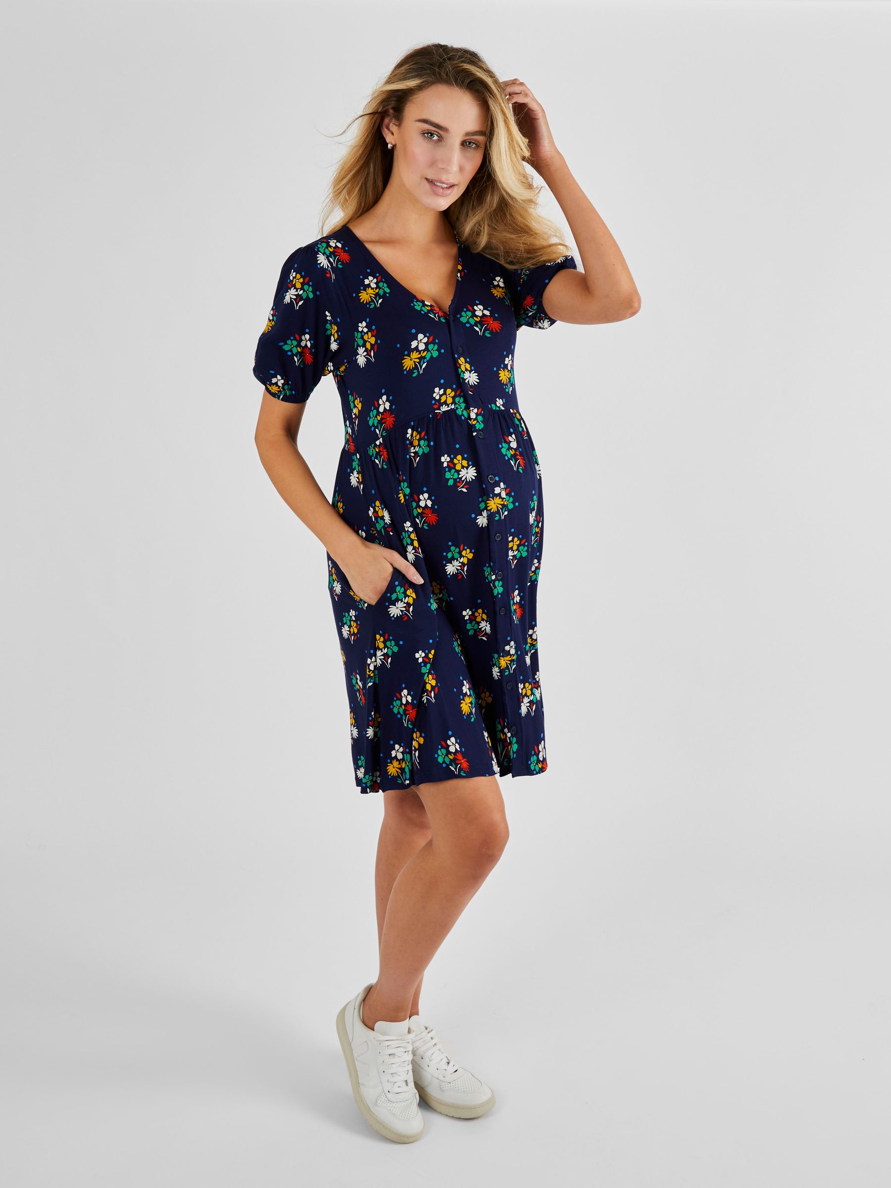 Navy Blue Floral Dress - Image 1 of 4