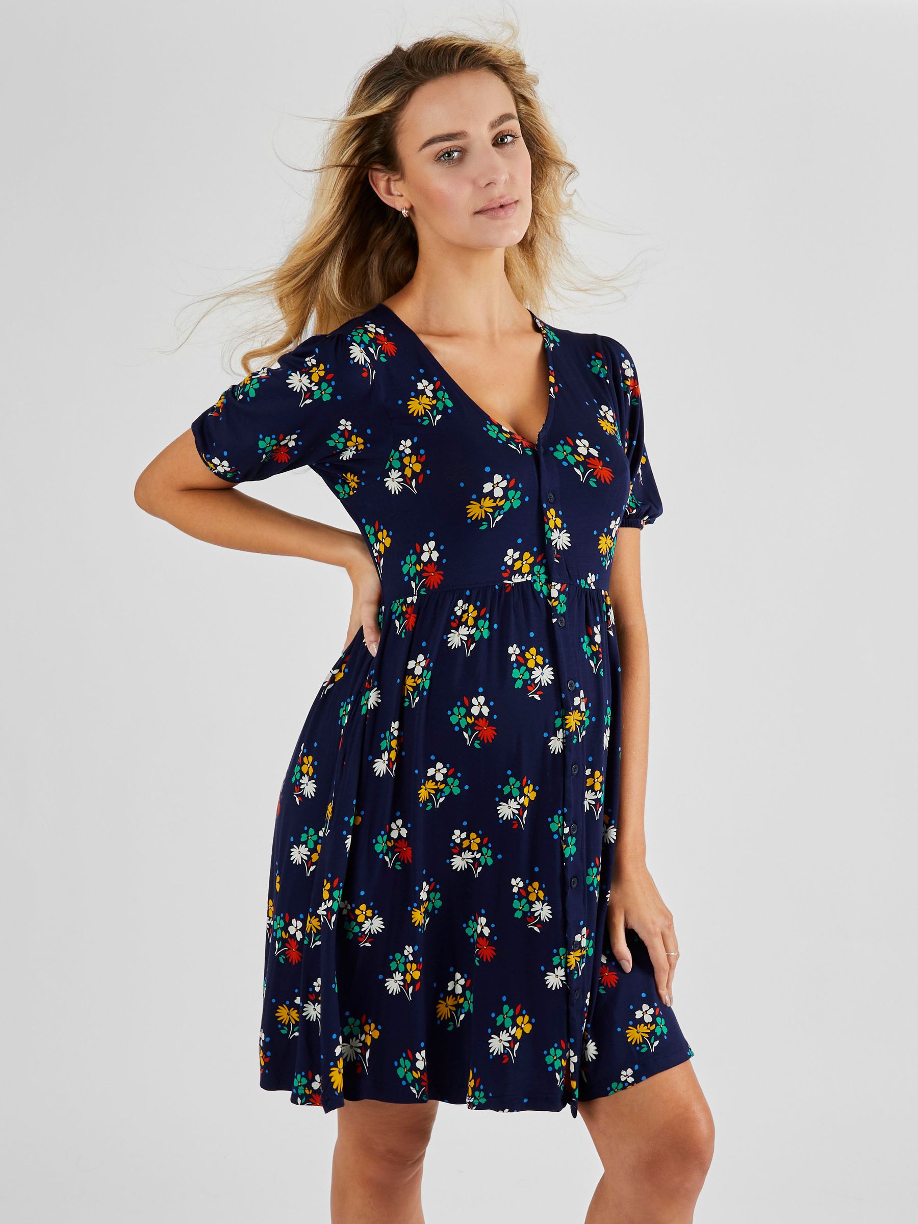 Navy Blue Floral Dress - Image 2 of 4