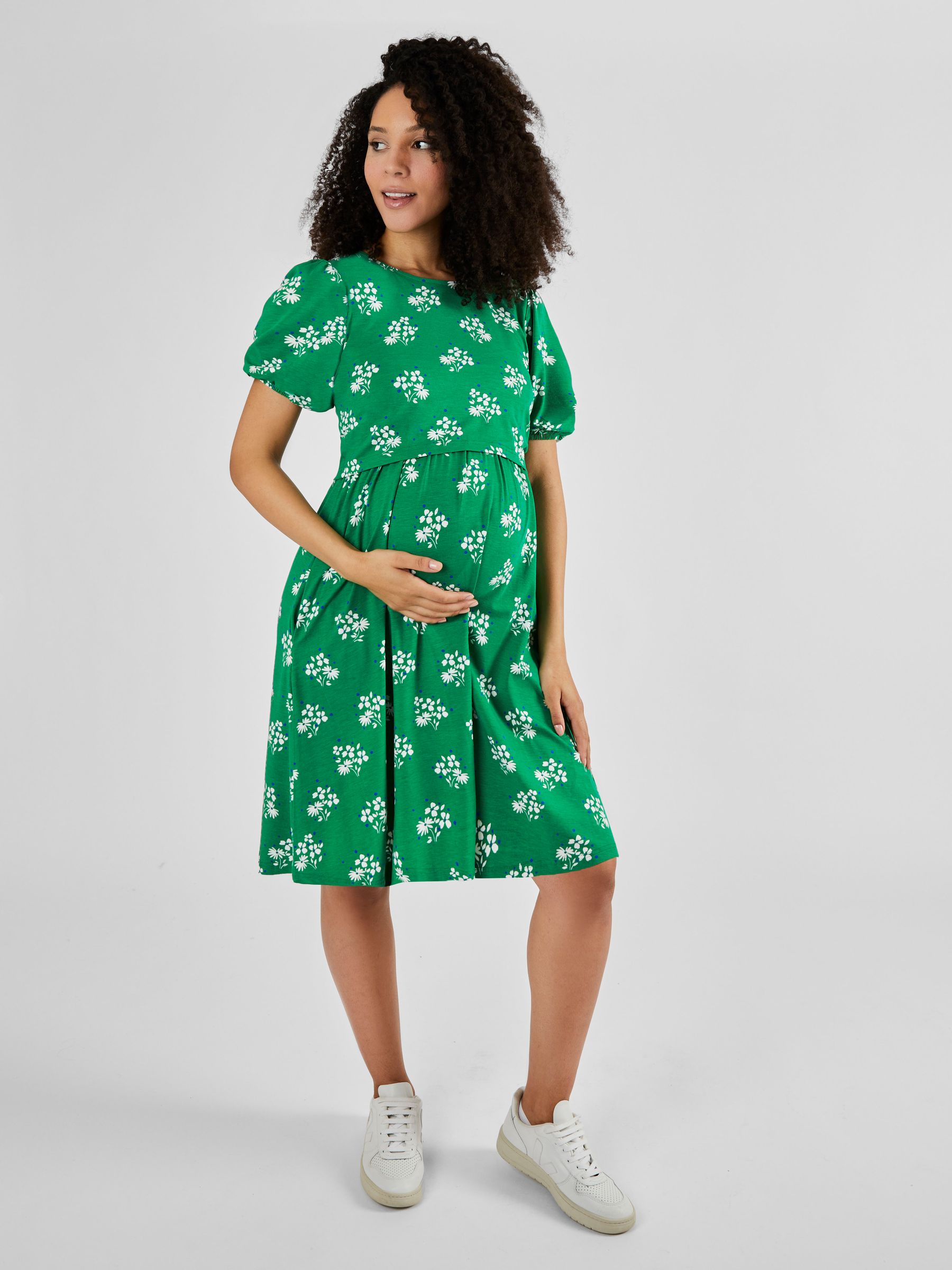 Green Multi Print Maternity & Nursing Dress - Image 1 of 5