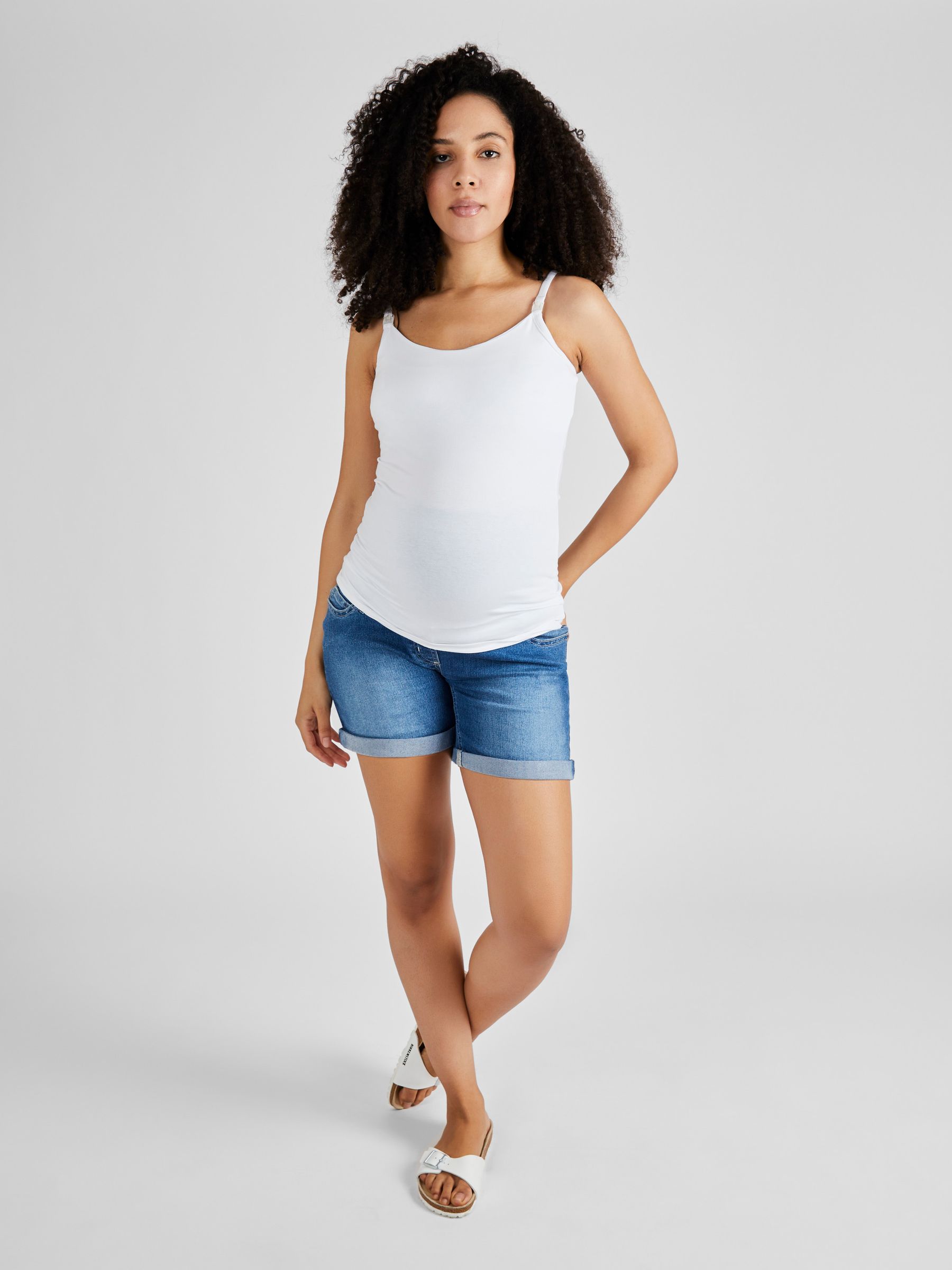 Denim Maternity Shorts in Light Wash - Image 3 of 4