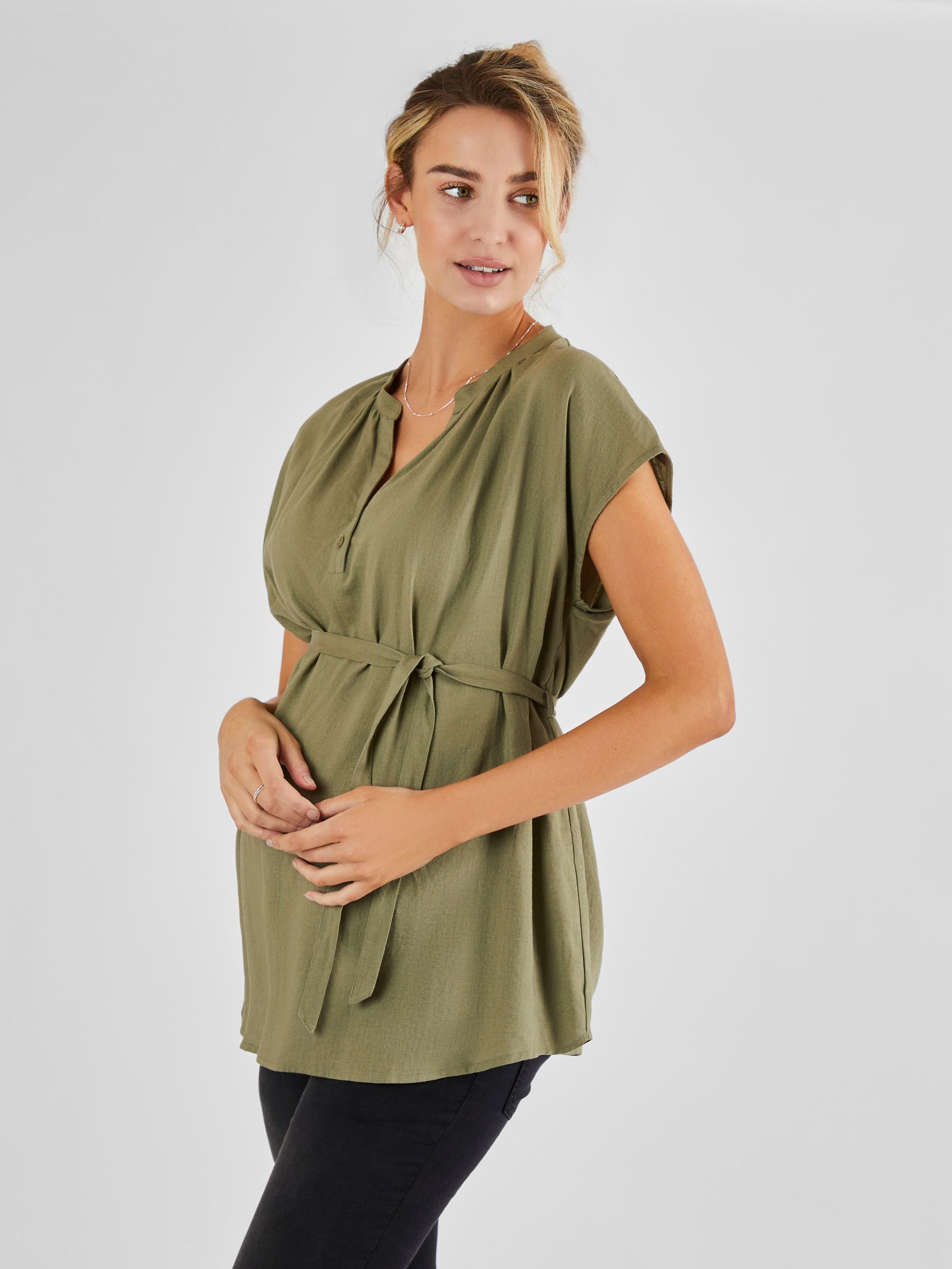 Khaki Green Maternity Blouse - Image 1 of 4