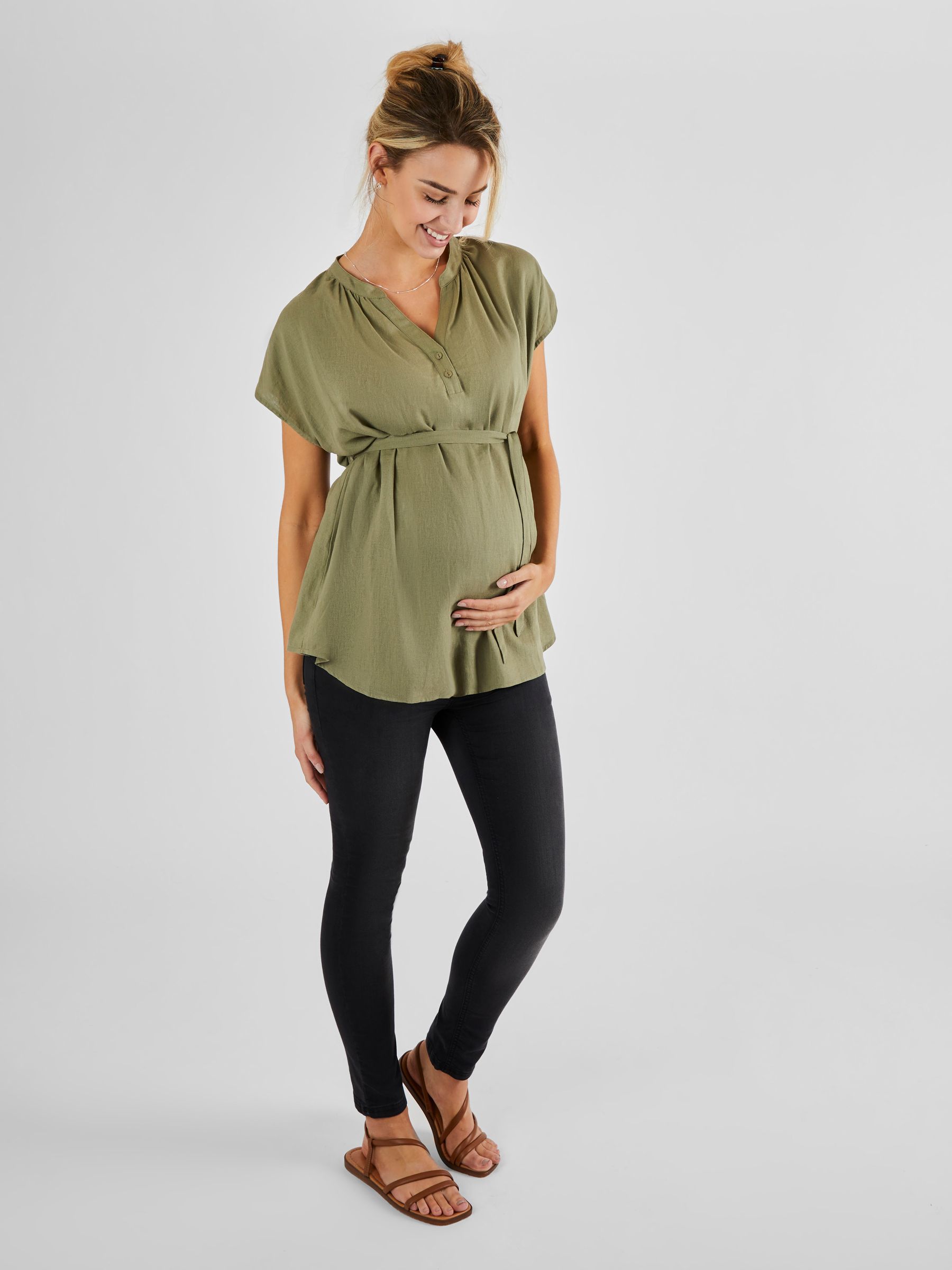 Khaki Green Maternity Blouse - Image 3 of 4