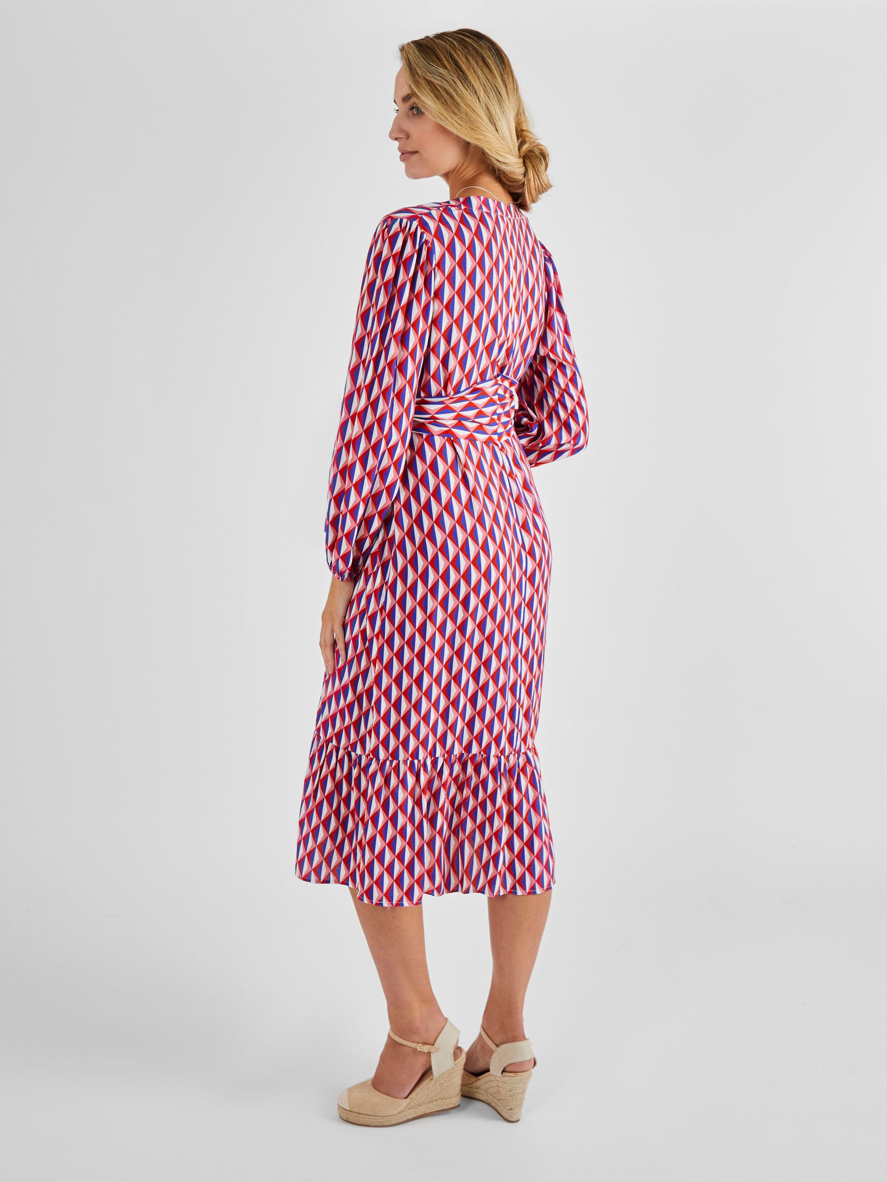 Geo Print Maternity Midi Shirt Dress in Cream - Image 3 of 4