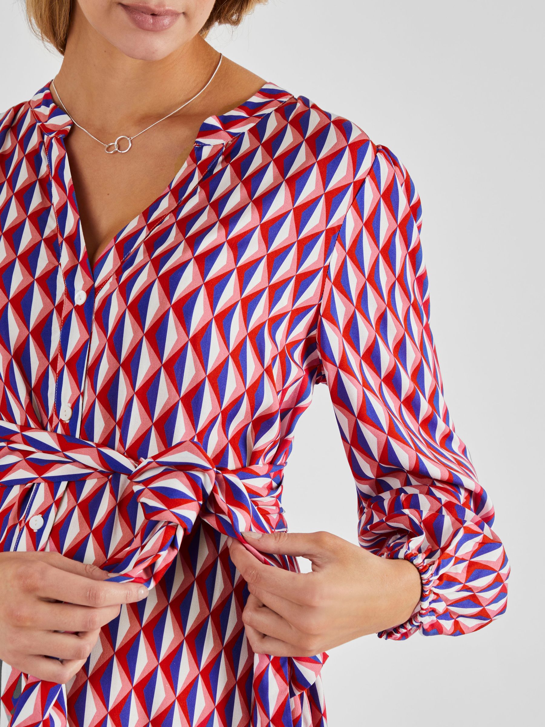 Geo Print Maternity Midi Shirt Dress in Cream - Image 4 of 4