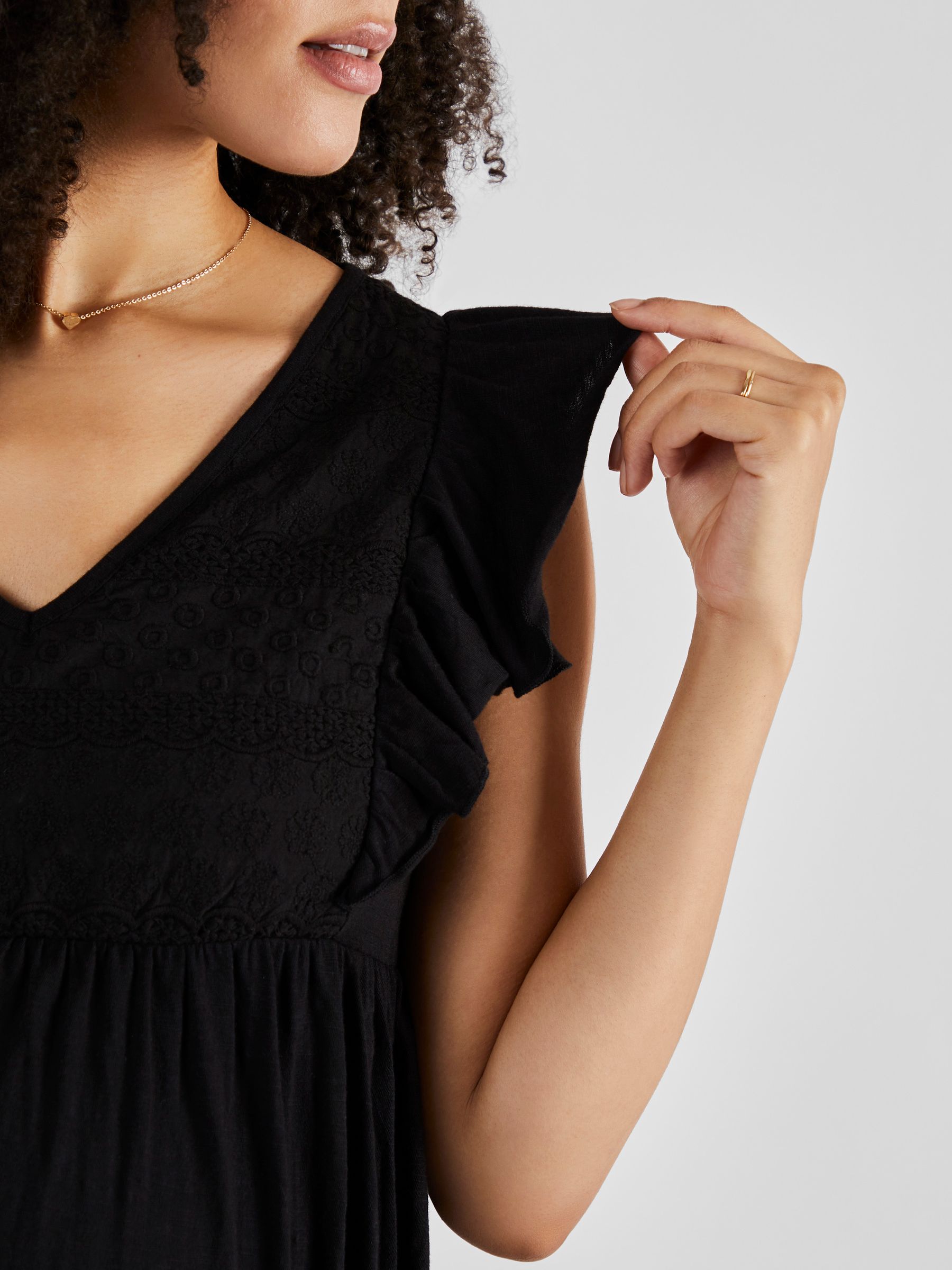 Broderie Maternity Maxi Dress in Black - Image 4 of 5