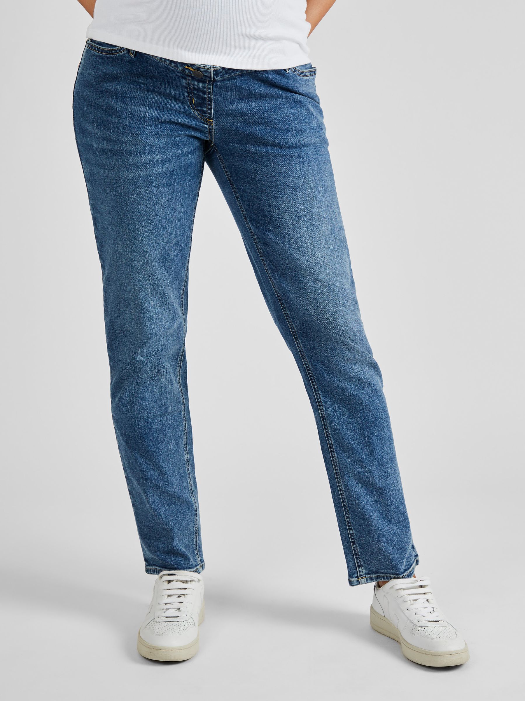 Mid Wash Blue Straight Leg Maternity Denim Jeans - Image 1 of 4