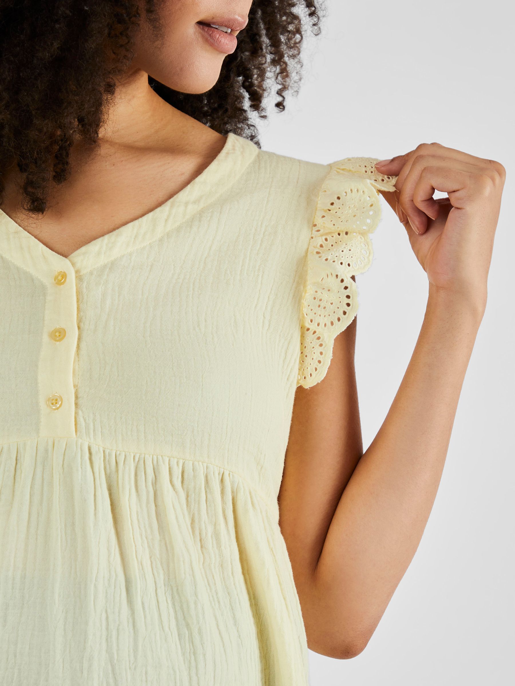 Yellow Broderie Flutter Sleeve Maternity Blouse - Image 4 of 5