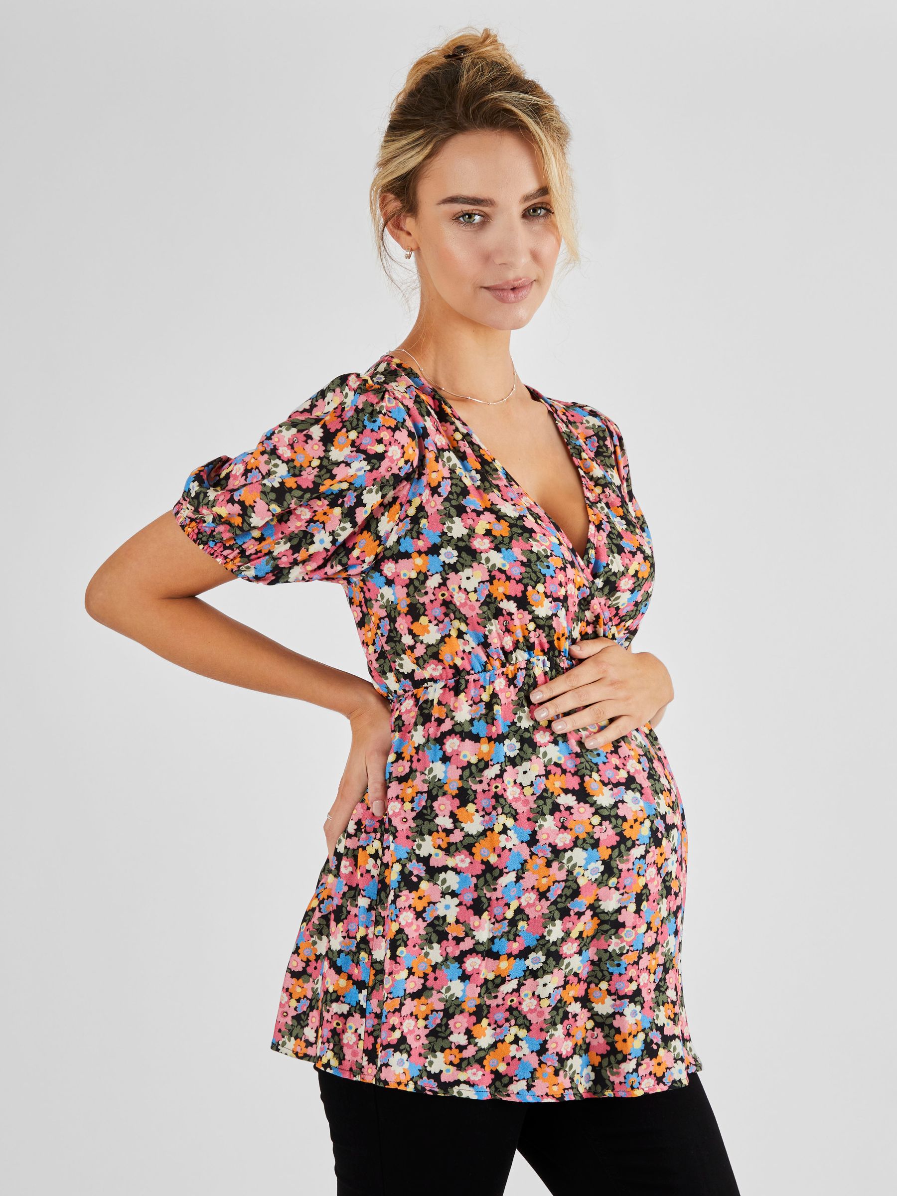 Multi Floral Print Maternity Blouse - Image 1 of 5