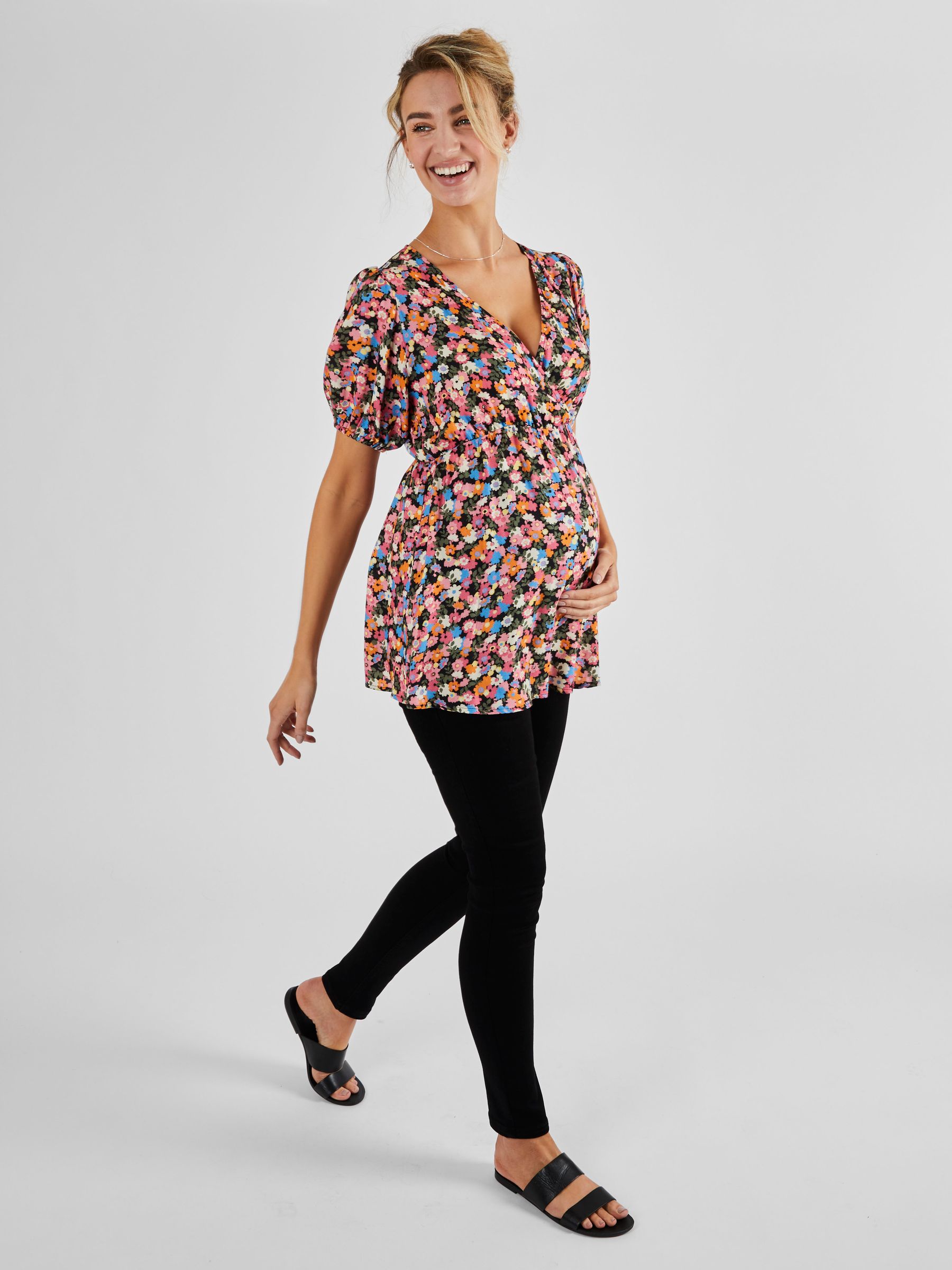 Multi Floral Print Maternity Blouse - Image 3 of 5
