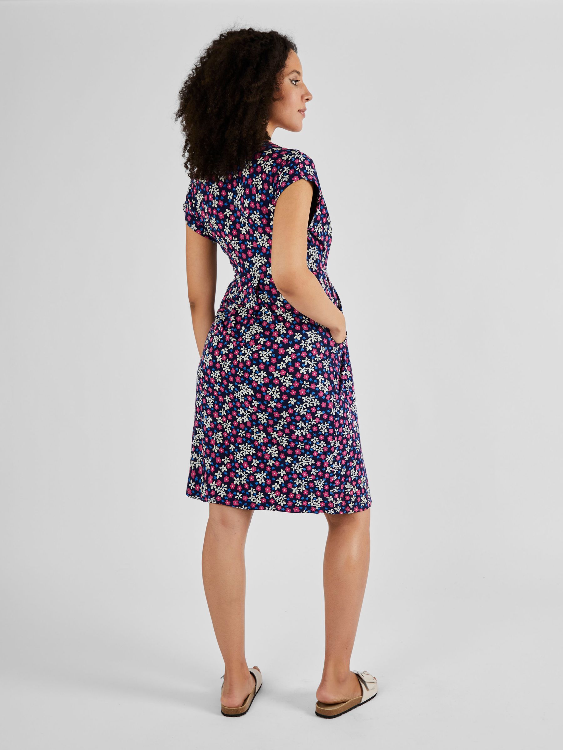 Pink Blue White Floral Maternity & Nursing Tunic Dress - Image 2 of 5