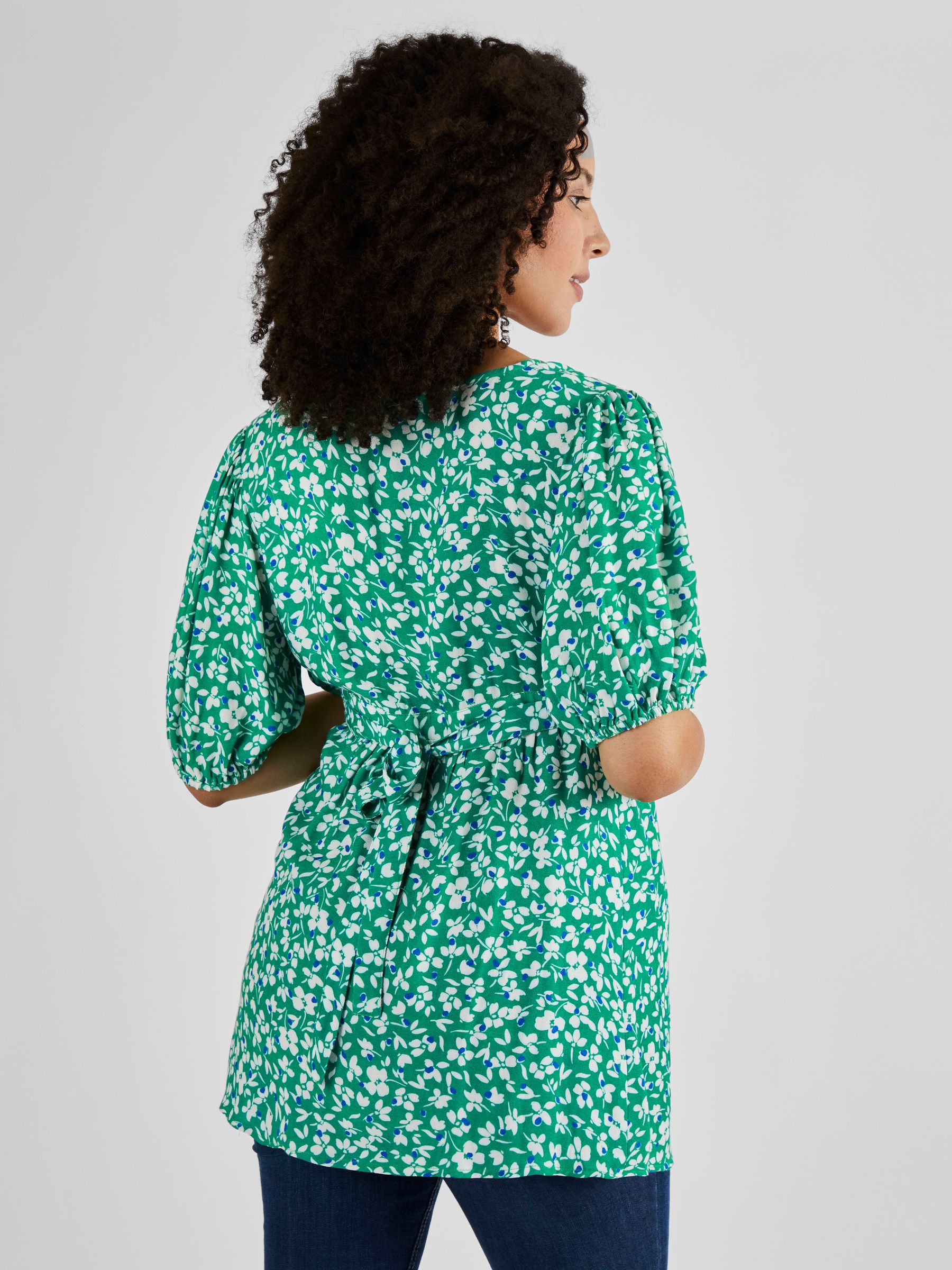 Maternity & Nursing Blouse in Green - Image 2 of 4