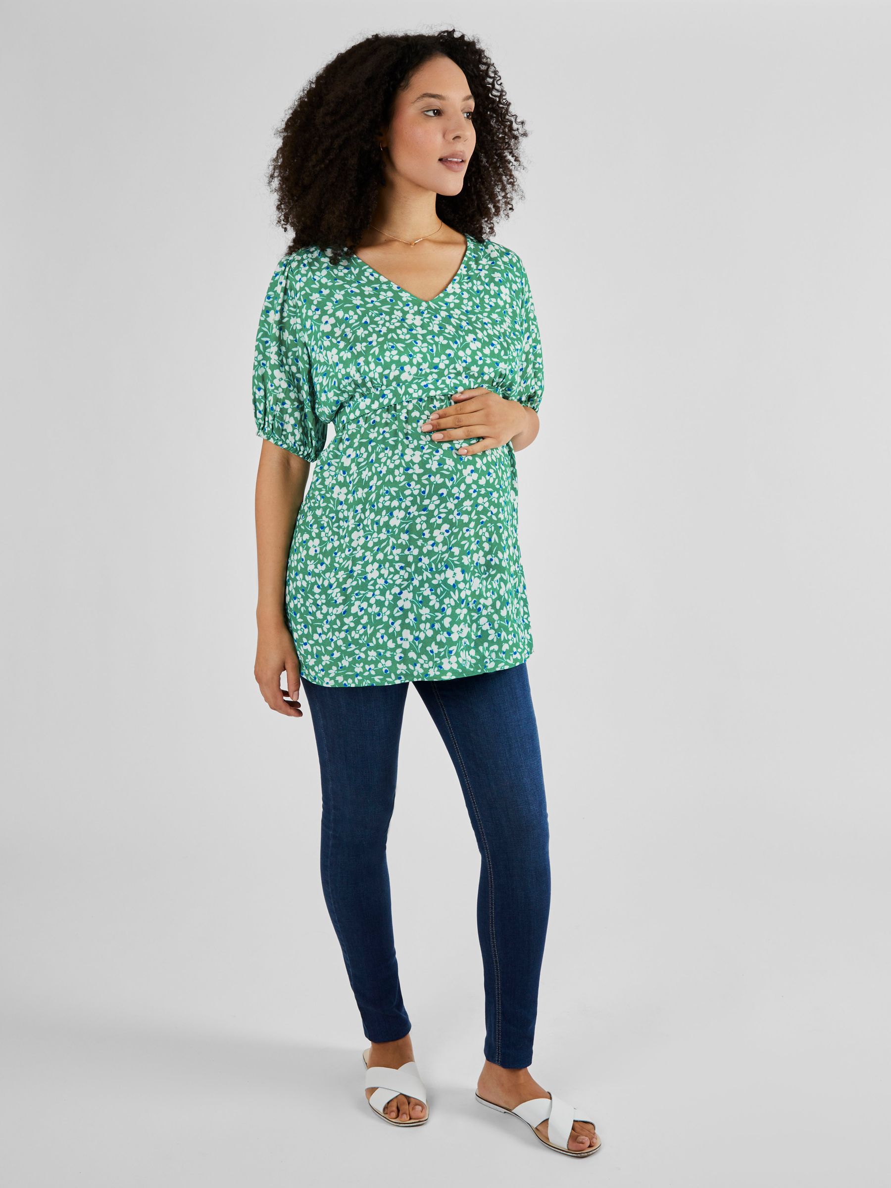 Maternity & Nursing Blouse in Green - Image 3 of 4