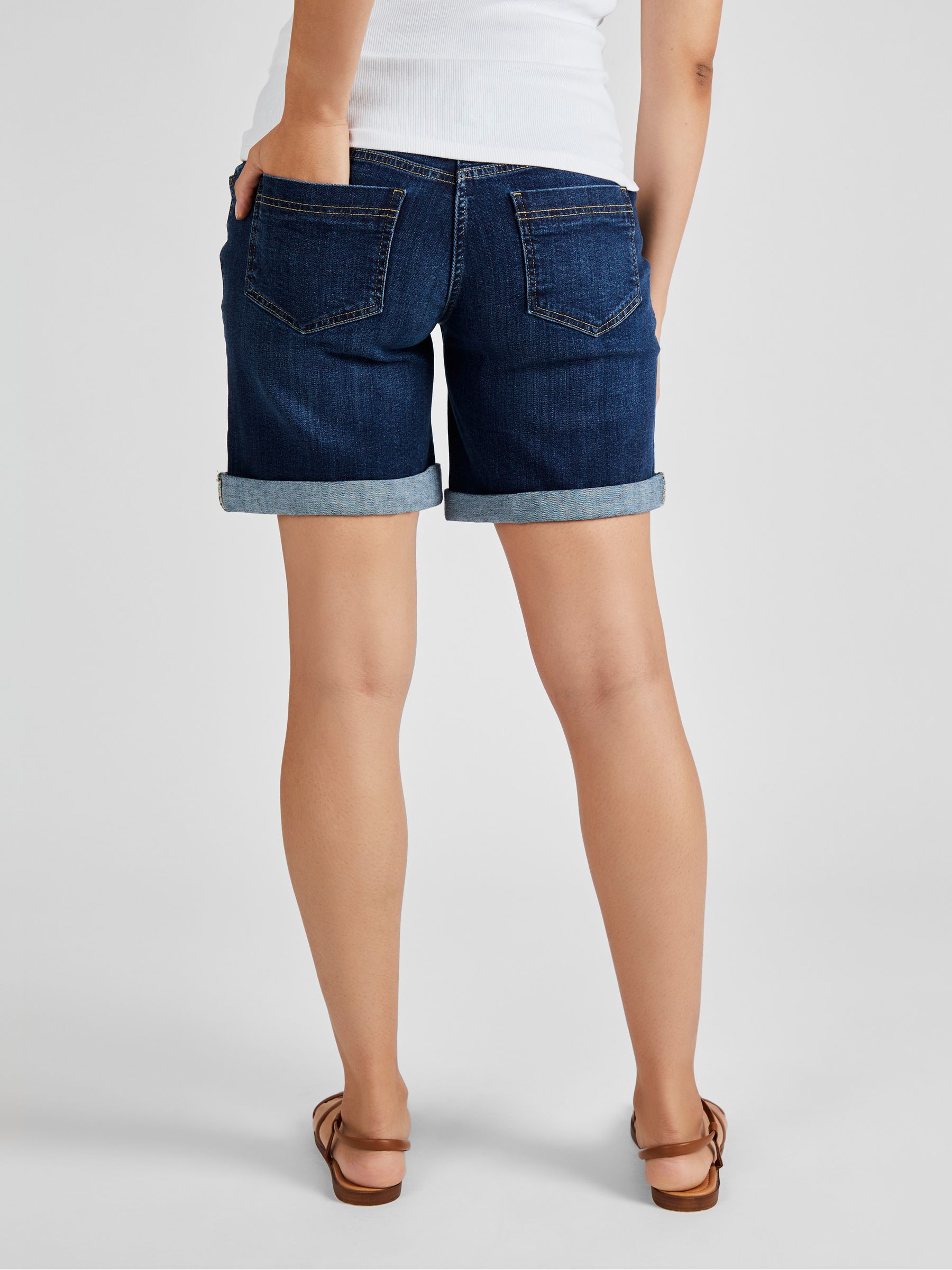 Indigo Blue Denim Maternity Shorts - Image 2 of 4