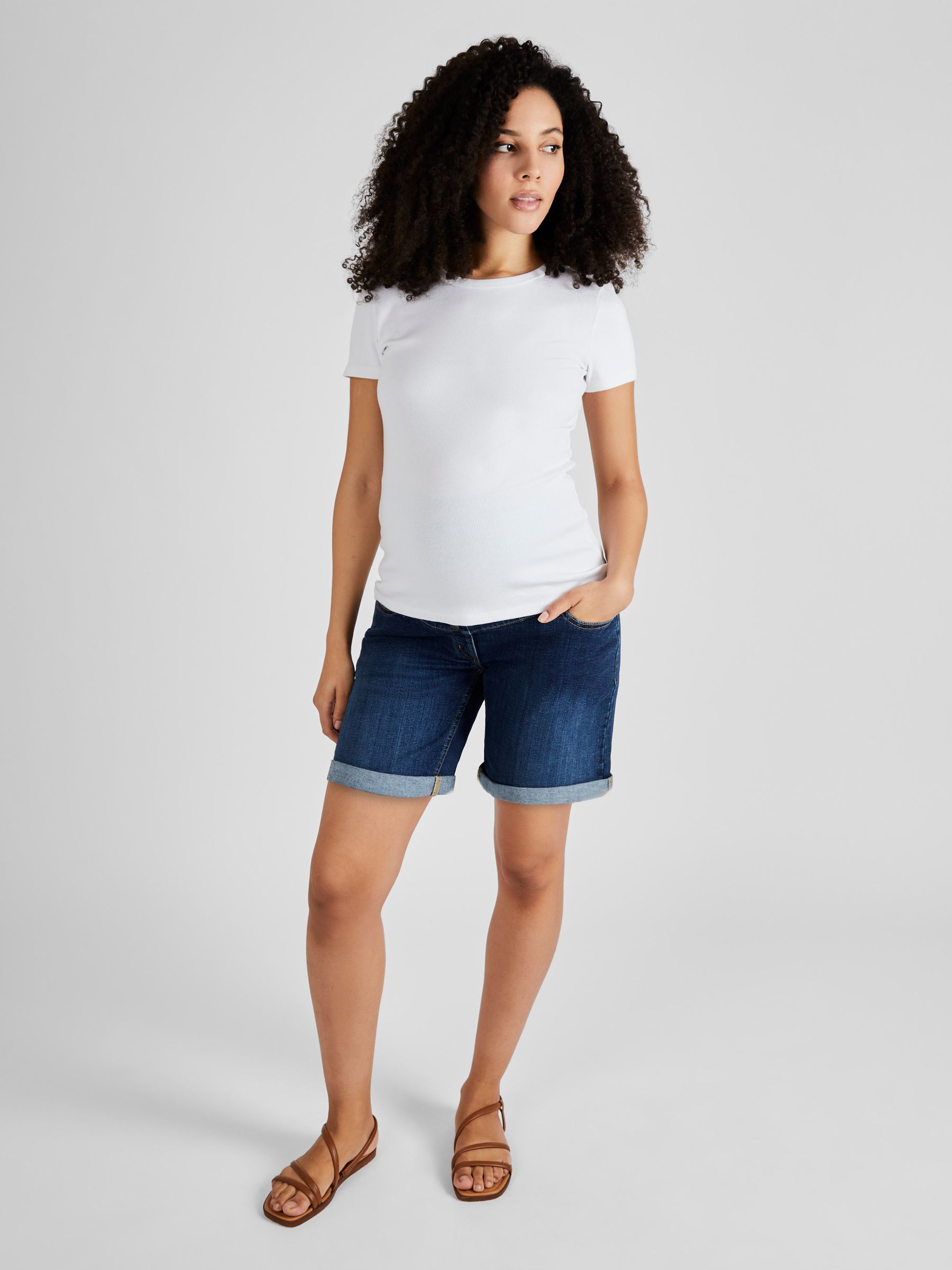 Indigo Blue Denim Maternity Shorts - Image 3 of 4