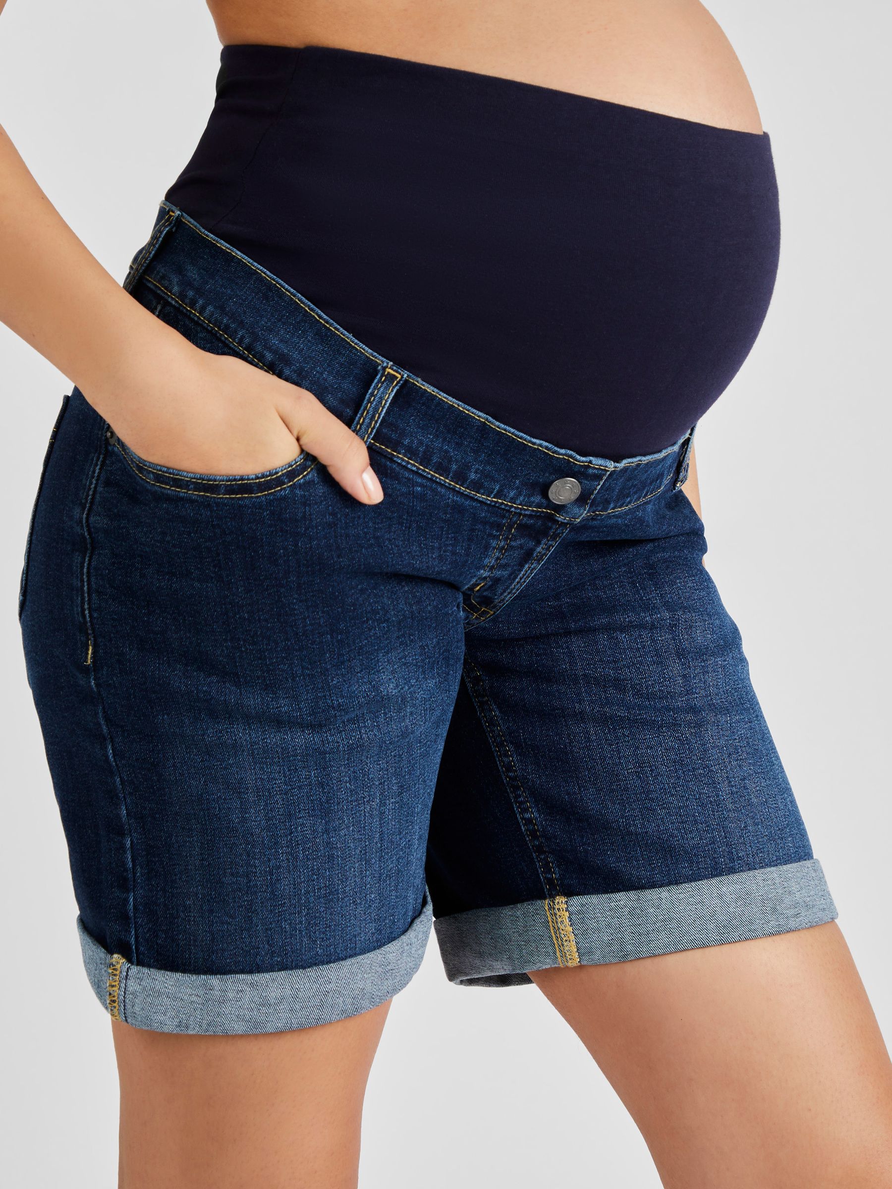 Indigo Blue Denim Maternity Shorts - Image 4 of 4